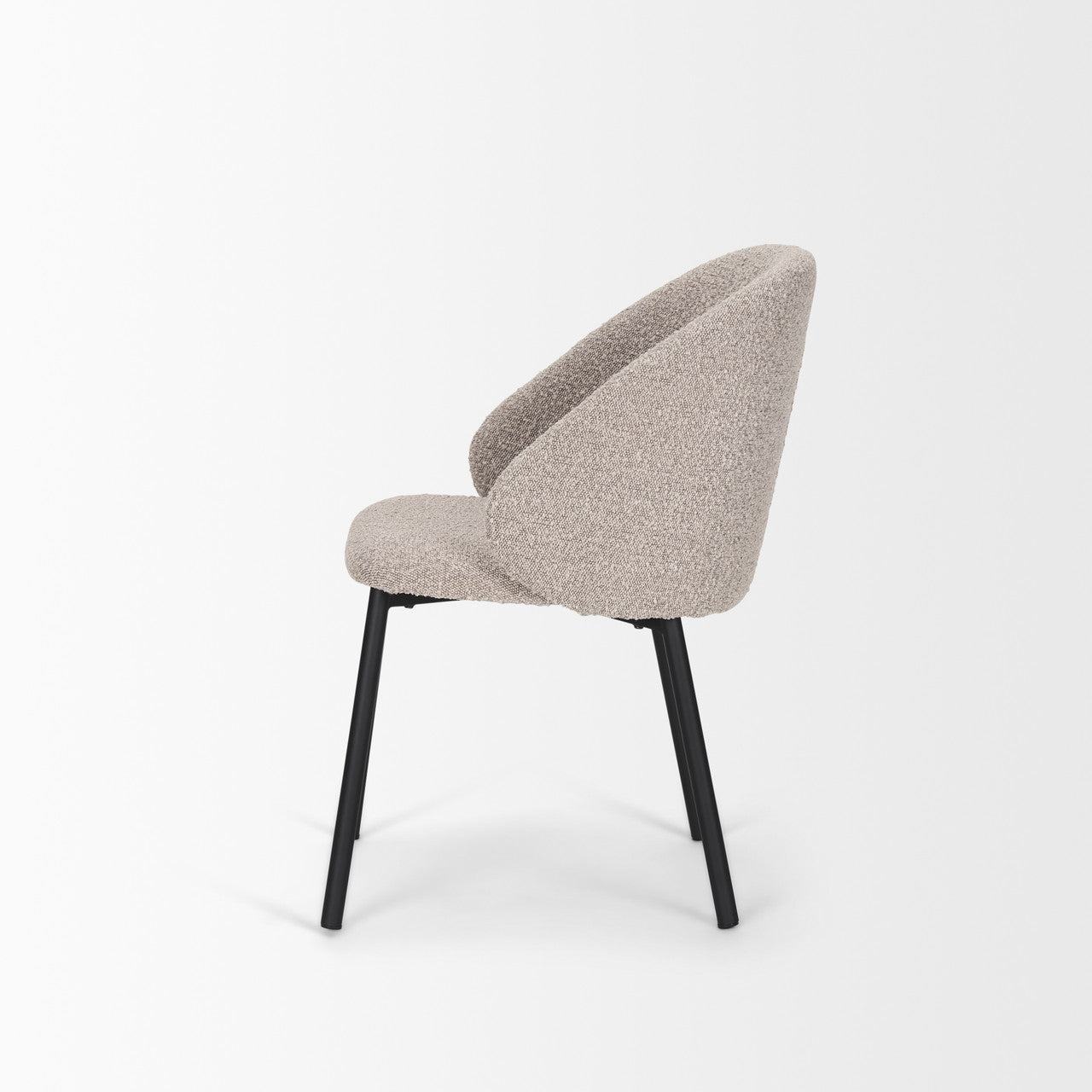 Shannon Dining Chair w/ Taupe Boucle Fabric & Matte Black Metal