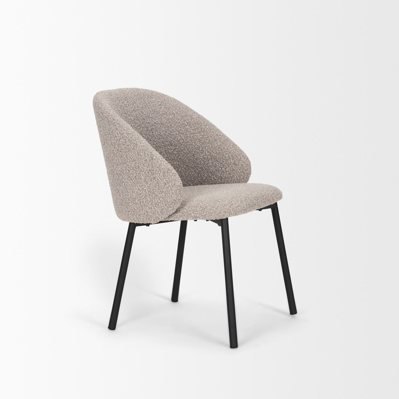 Shannon Dining Chair w/ Taupe Boucle Fabric & Matte Black Metal