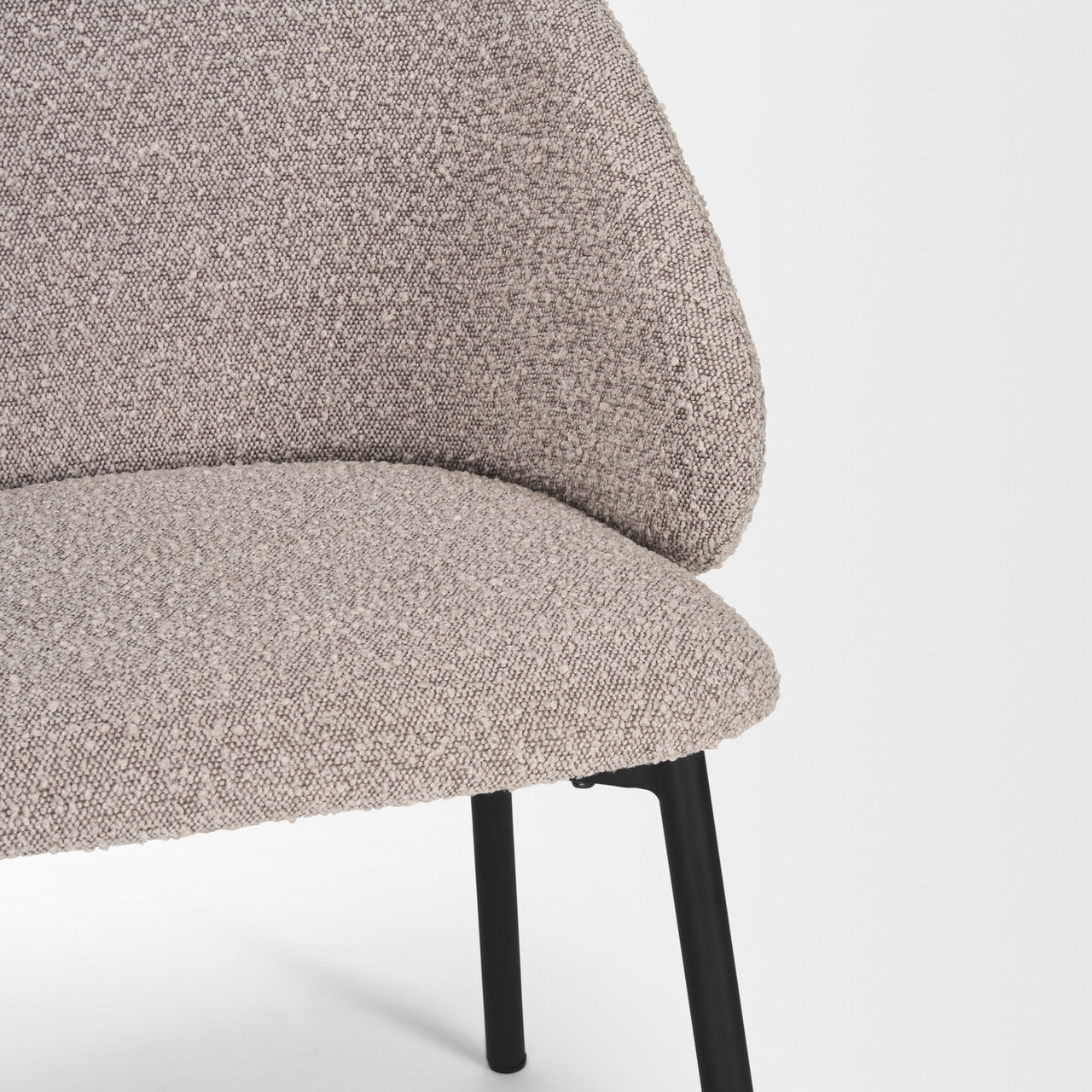 Shannon Dining Chair w/ Taupe Boucle Fabric & Matte Black Metal