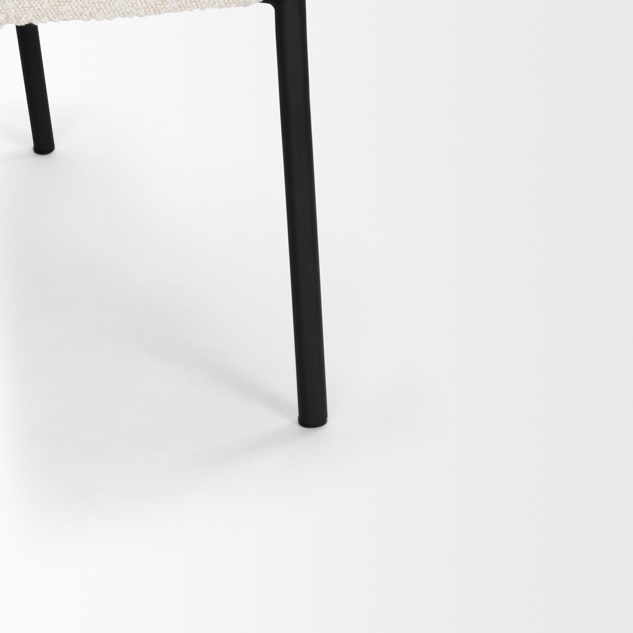 Brently Accent Chair w/ Cream Boucle Fabric & Matte Black Metal Legs