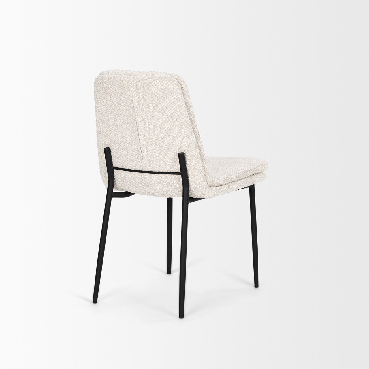 Eve Dining Chair w/ Cream Boucle Fabric & Matte Black Metal