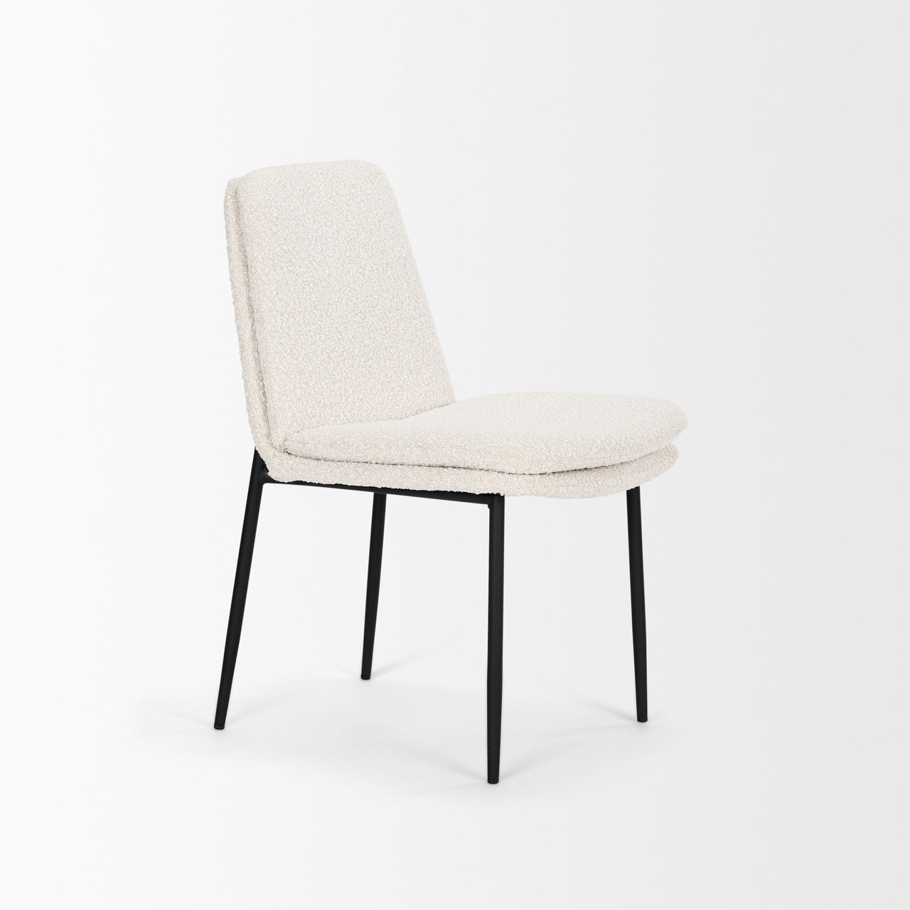 Eve Dining Chair w/ Cream Boucle Fabric & Matte Black Metal