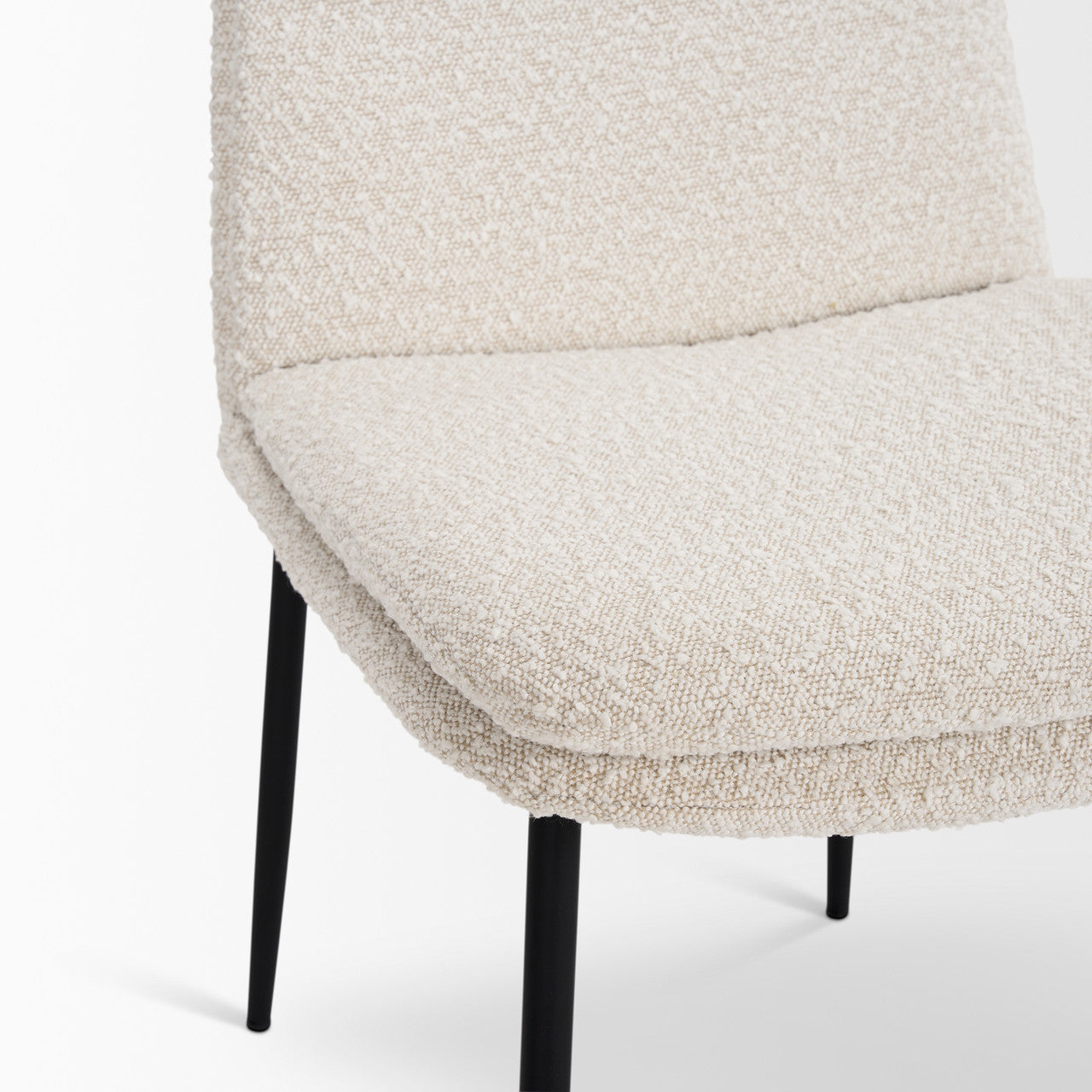 Eve Dining Chair w/ Cream Boucle Fabric & Matte Black Metal