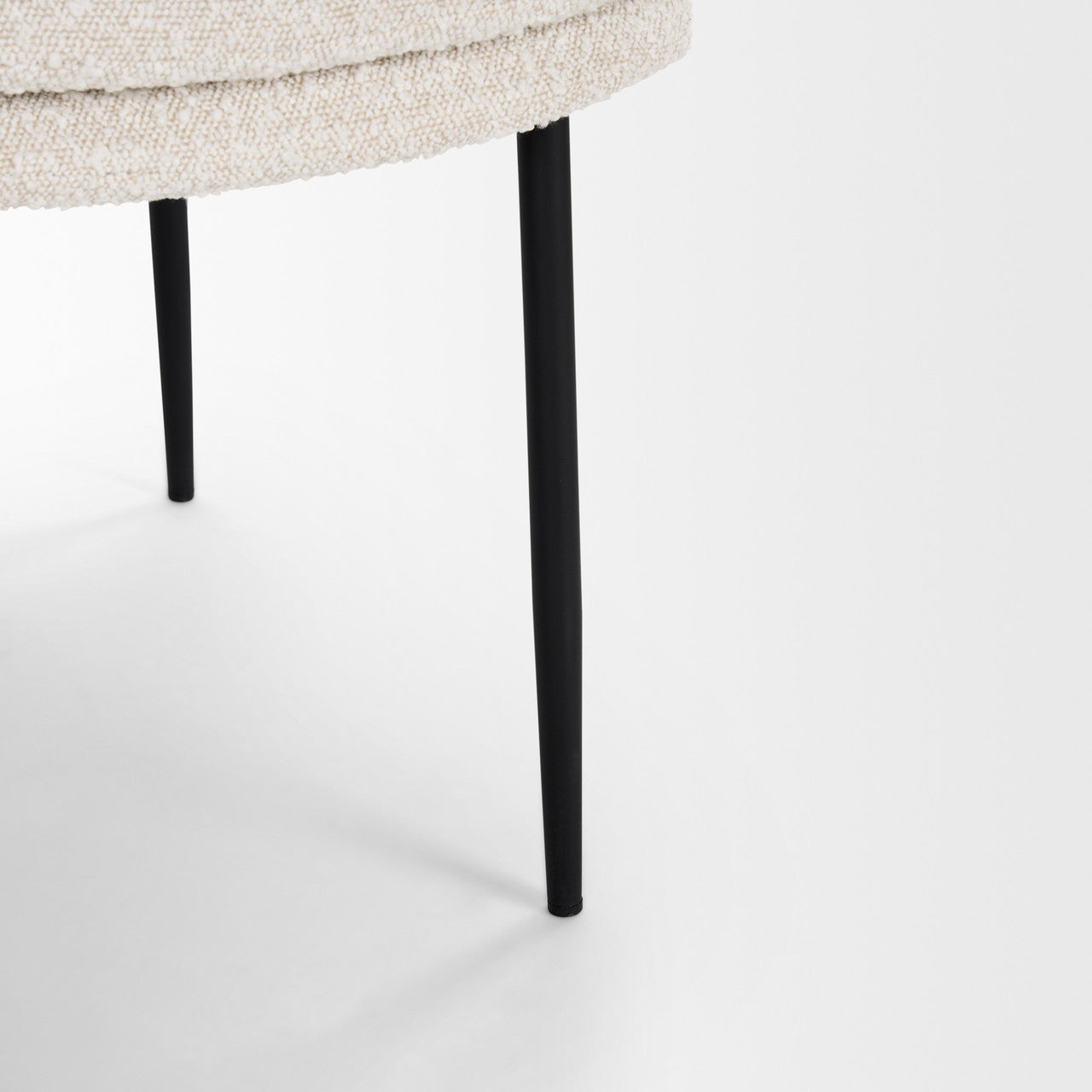 Eve Dining Chair w/ Cream Boucle Fabric & Matte Black Metal