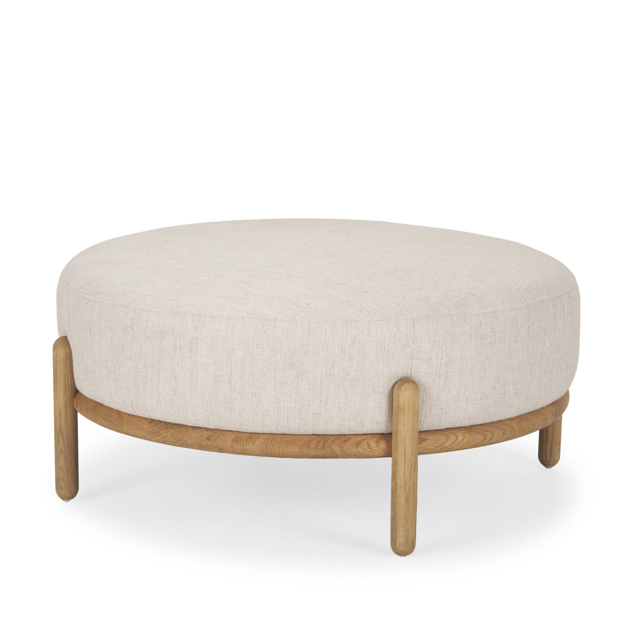 Gwynn Beige Fabric w/ Light Brown Wood Ottoman