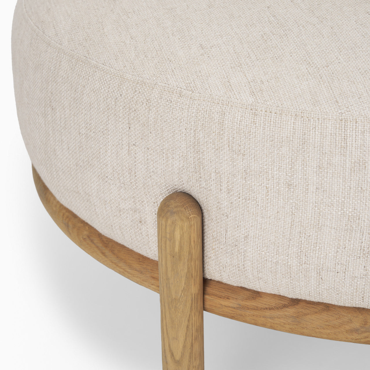 Gwynn Beige Fabric w/ Light Brown Wood Ottoman
