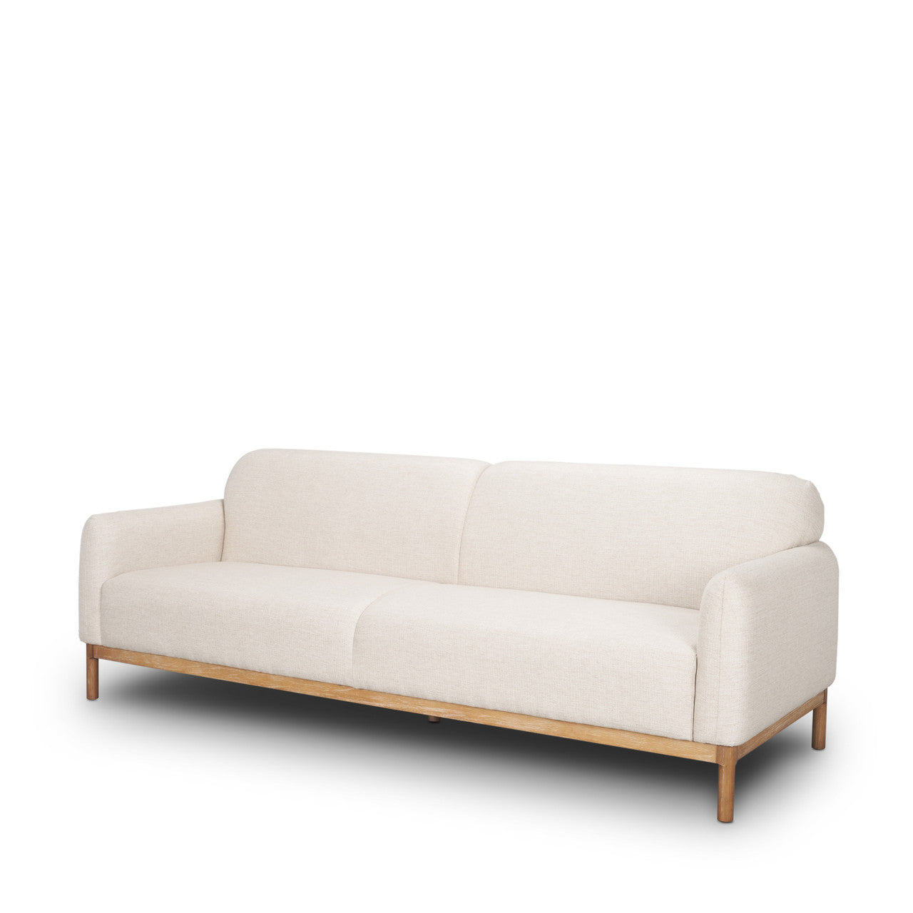 Hale Sofa W/ Medium Brown Wood and Oatmeal Fabric