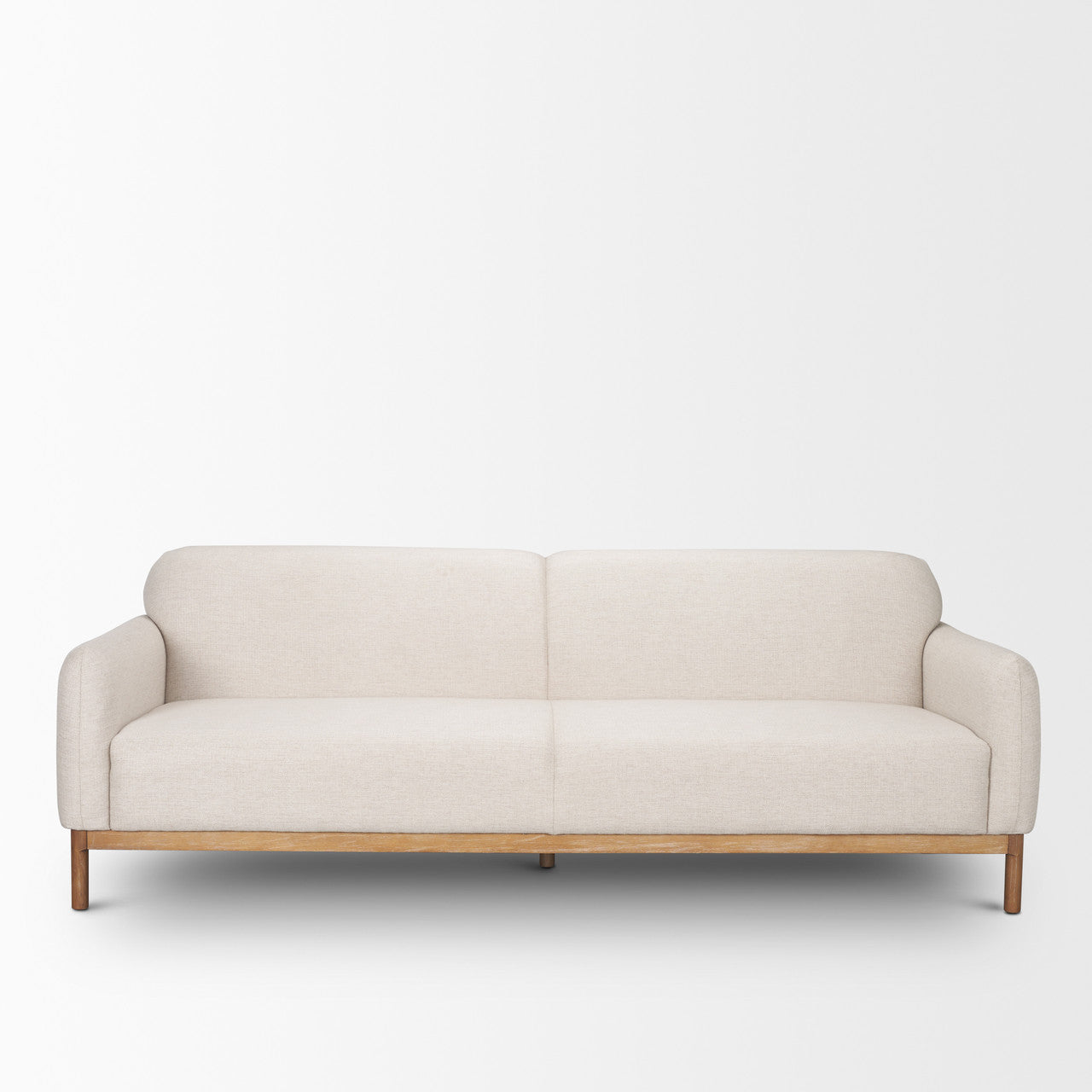 Hale Sofa W/ Medium Brown Wood and Oatmeal Fabric