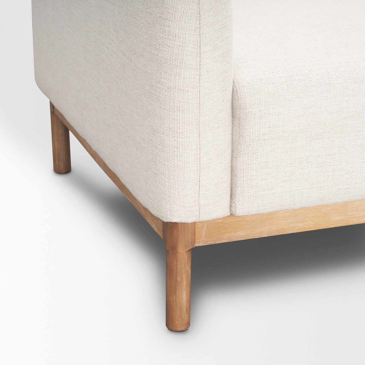 Hale Sofa W/ Medium Brown Wood and Oatmeal Fabric
