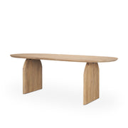 Isla Oval Dining Table w/Light Brown Wood Top & Arched Legs