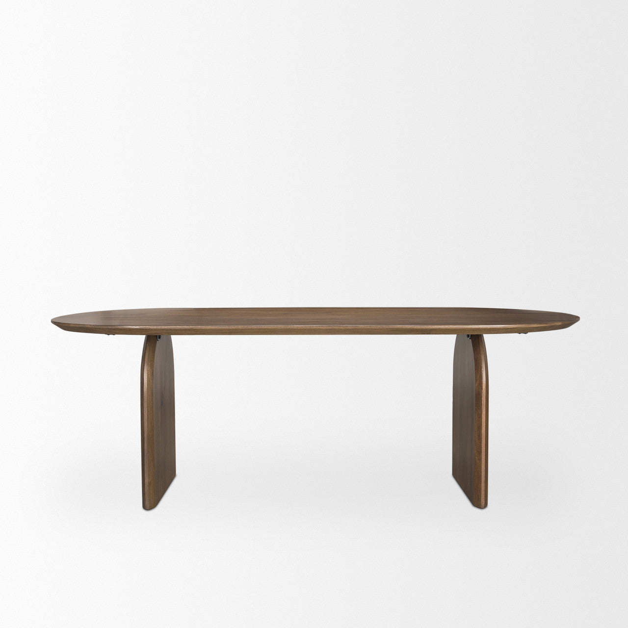 Isla Oval Dining Table w/Dark Brown Wood Top & Arched Legs