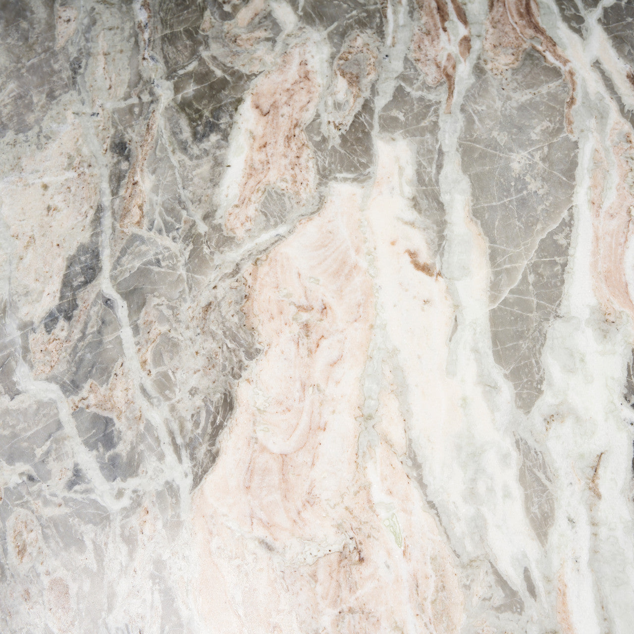 Allyson 42" Round Brown Wood Pedestal w/ Pink Marble Top Dining Table