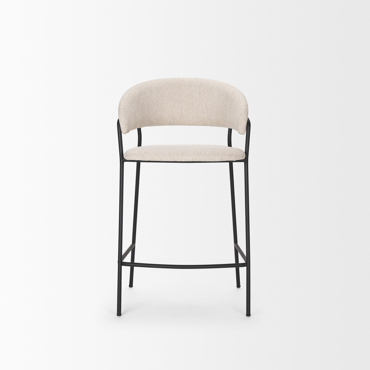 Carolyn Counter Stool w/ Oatmeal Fabric & Matte Black Metal