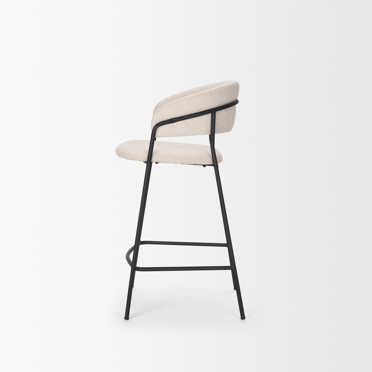 Carolyn Counter Stool w/ Oatmeal Fabric & Matte Black Metal