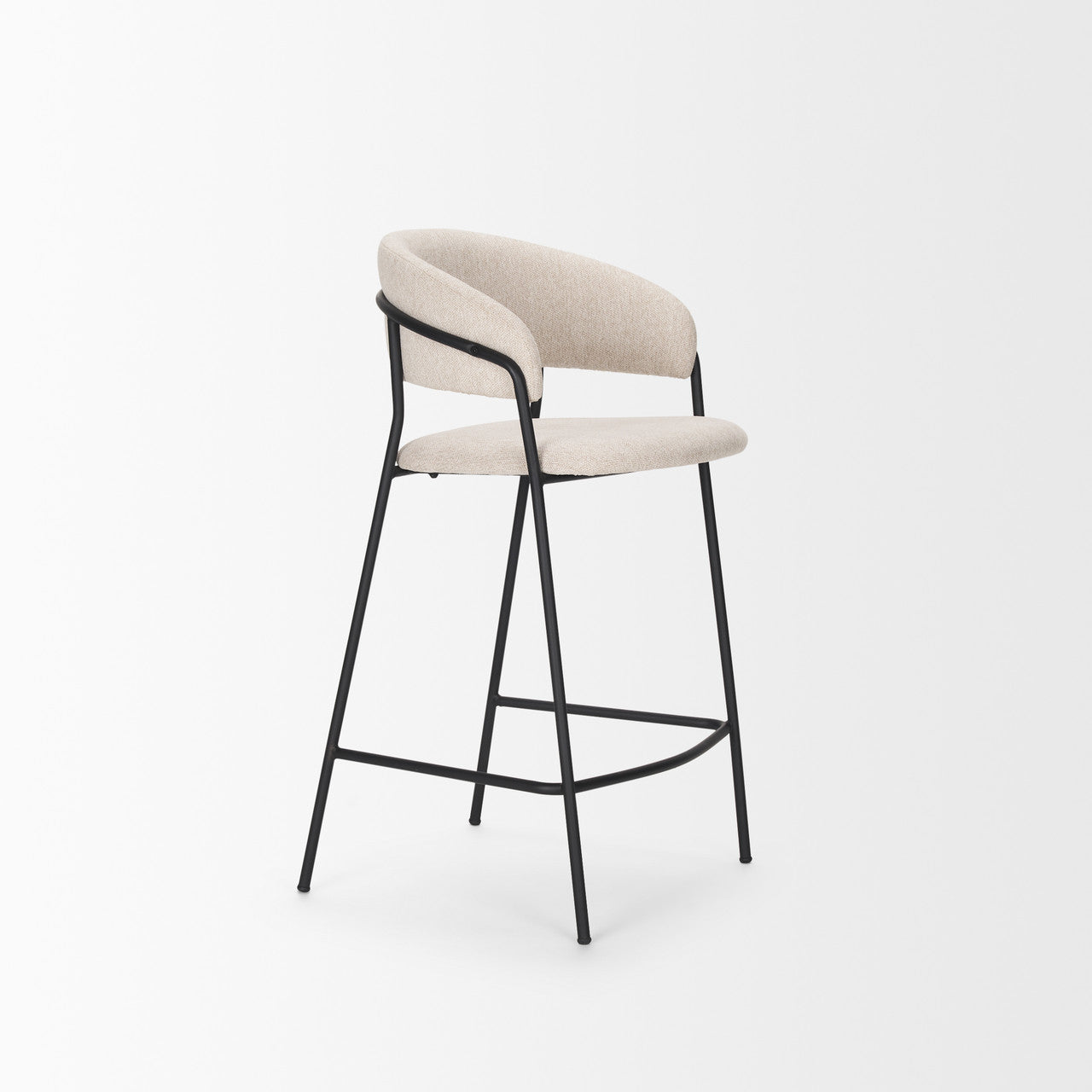 Carolyn Counter Stool w/ Oatmeal Fabric & Matte Black Metal