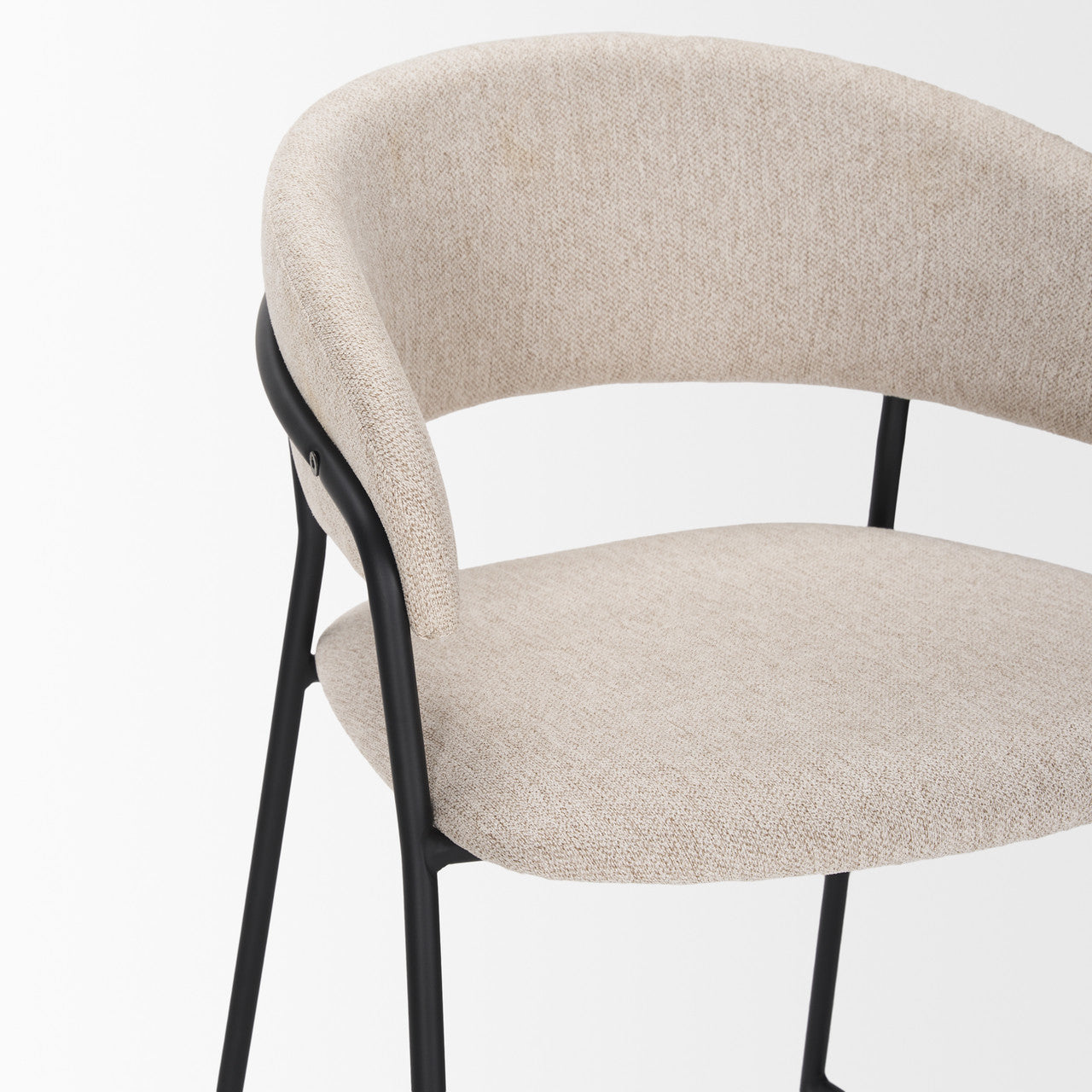 Carolyn Bar Stool w/ Oatmeal Fabric & Matte Black Metal