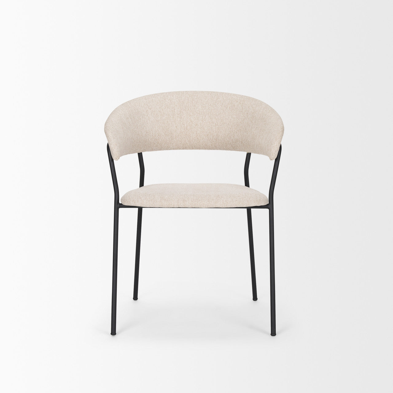 Carolyn Dining Chair w/ Oatmeal Fabric & Matte Black Metal
