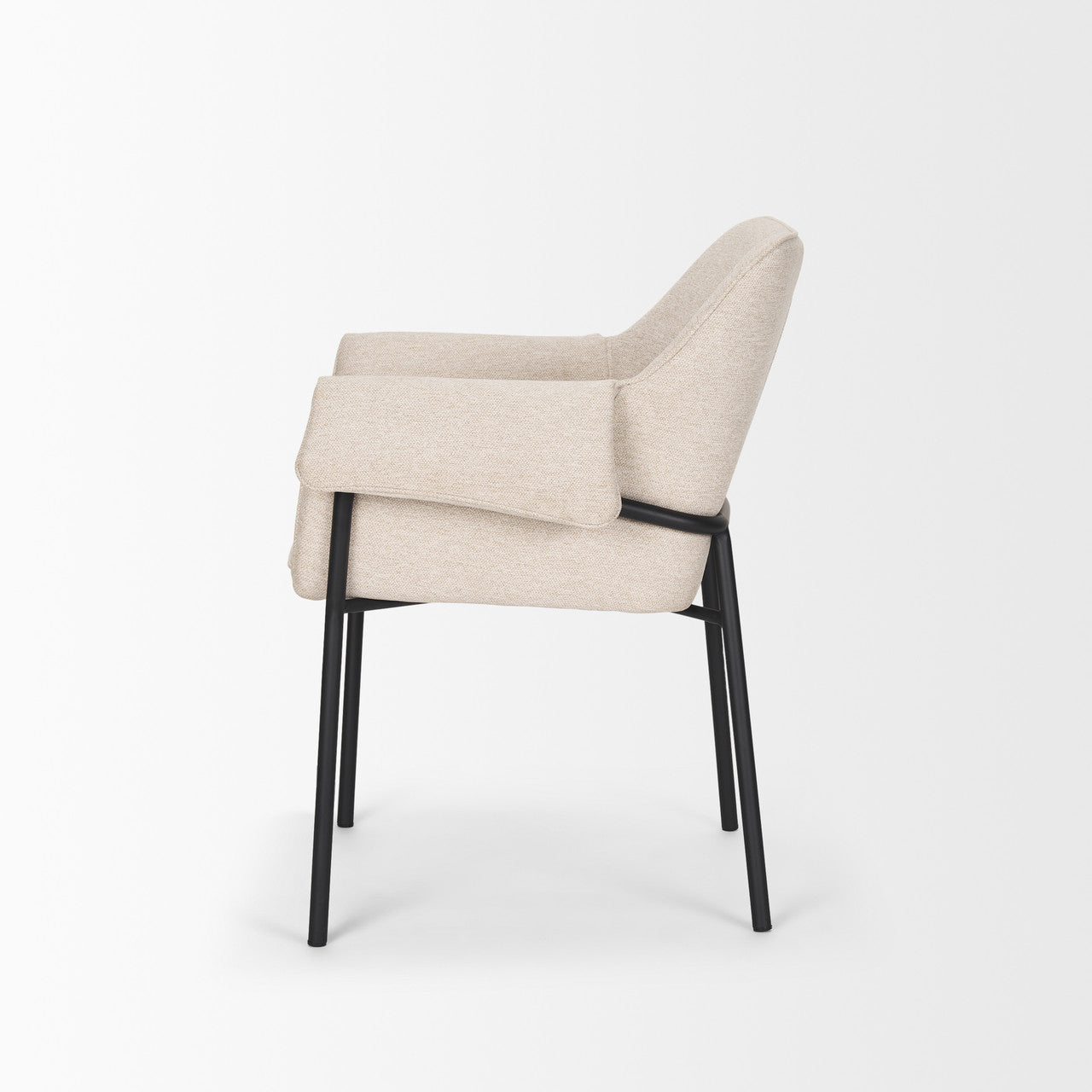 Brently Dining Chair w/ Oatmeal Fabric & Matte Black Metal Legs