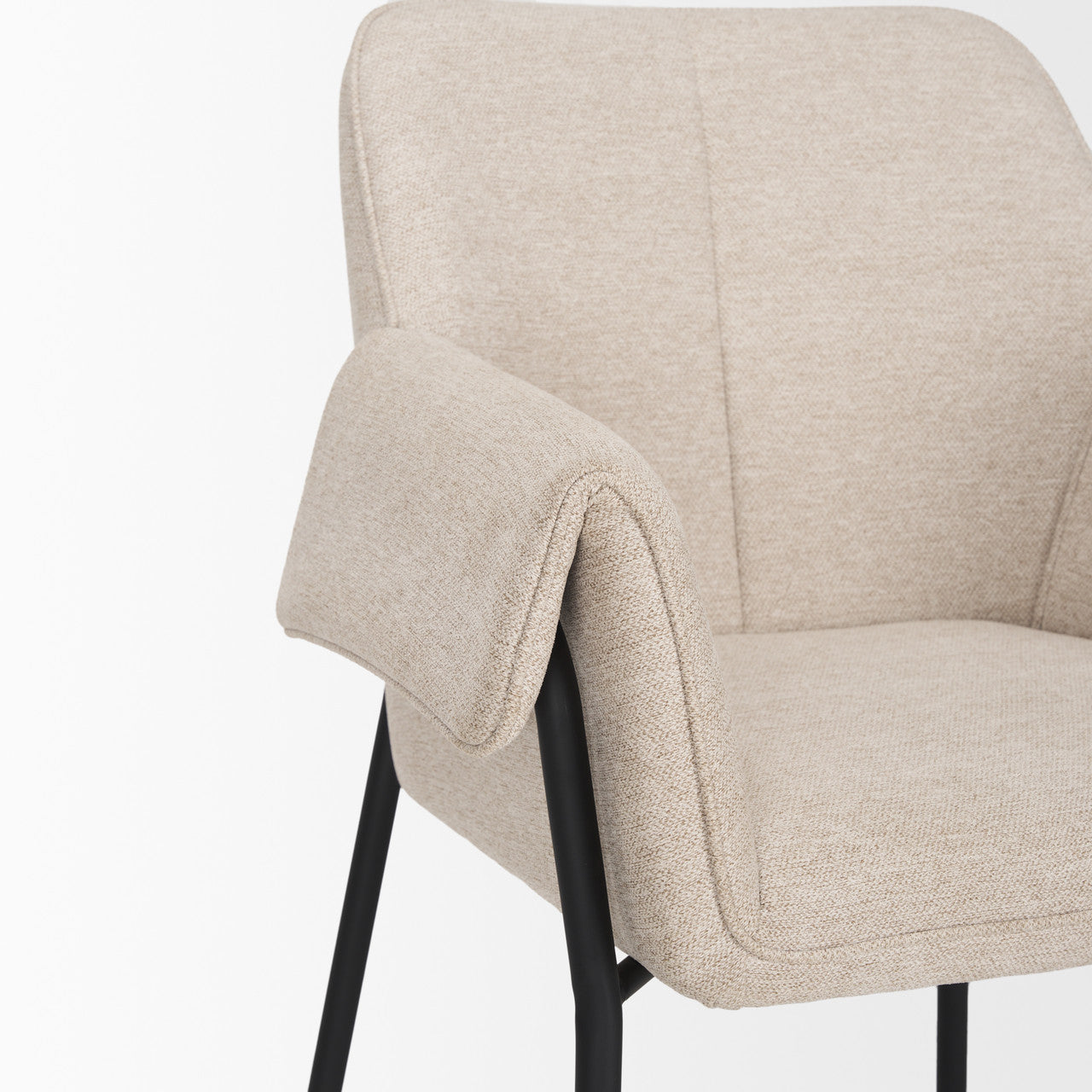 Brently Dining Chair w/ Oatmeal Fabric & Matte Black Metal Legs