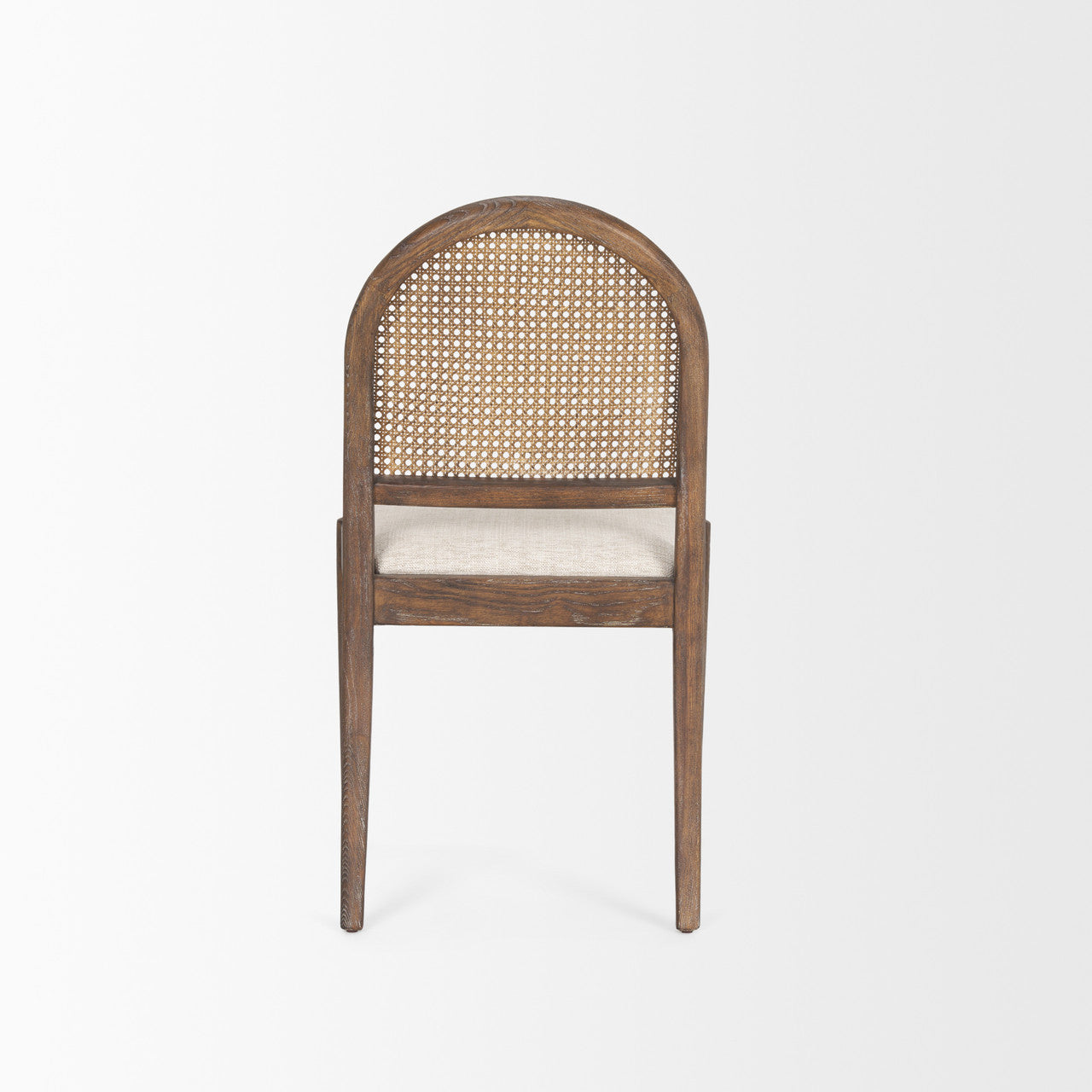 Elle Rounded Caneback Medium Brown Wood W/ Oatmeal Fabric Dining Chair