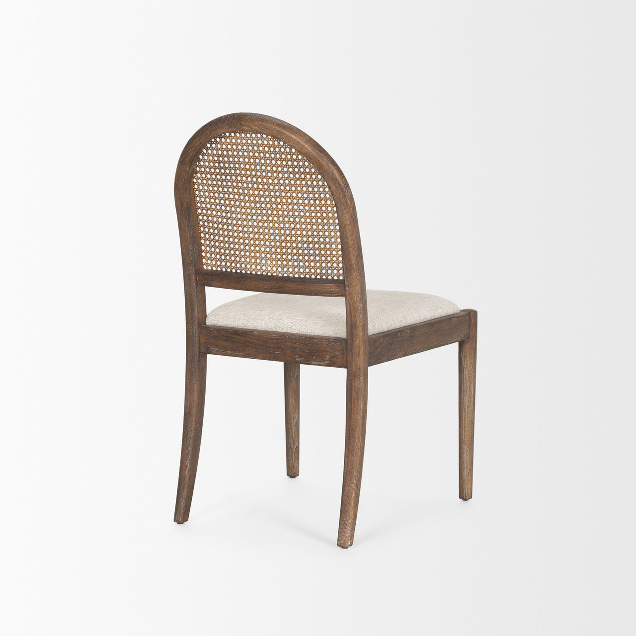 Elle Rounded Caneback Medium Brown Wood W/ Oatmeal Fabric Dining Chair
