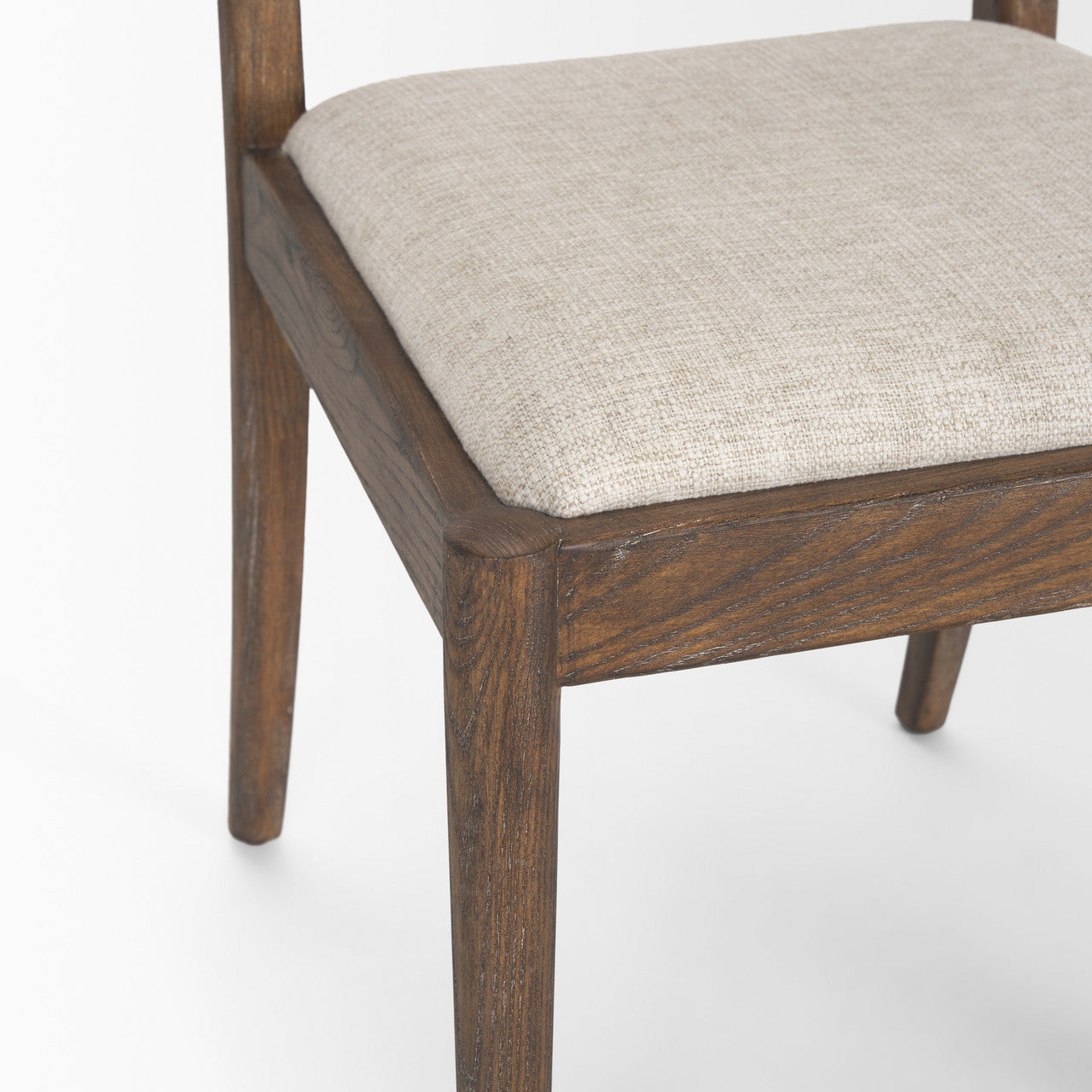 Elle Rounded Caneback Medium Brown Wood W/ Oatmeal Fabric Dining Chair