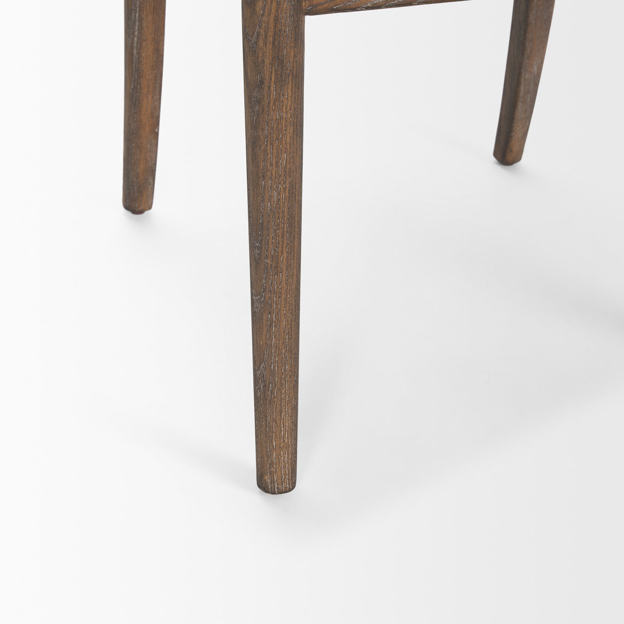 Elle Rounded Caneback Medium Brown Wood W/ Oatmeal Fabric Dining Chair