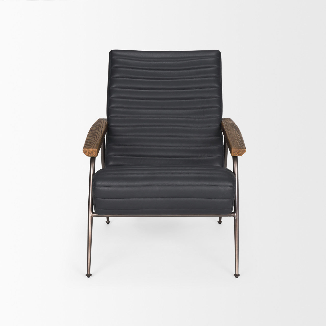 Grosjean Black Leather w/ Black Metal Frame Accent Chair