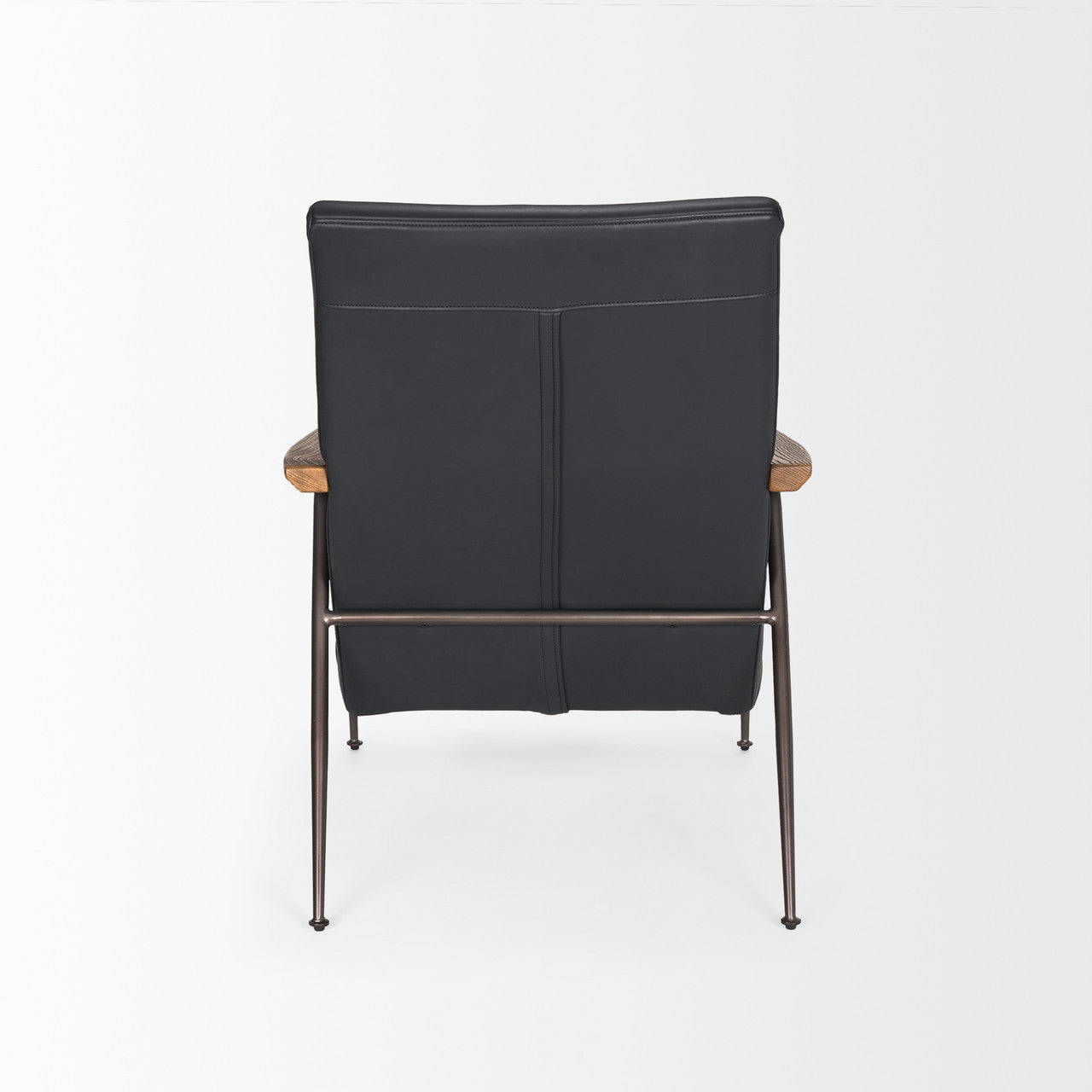 Grosjean Black Leather w/ Black Metal Frame Accent Chair