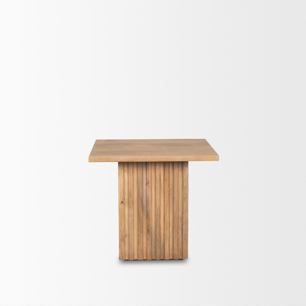 June Light Brown Wood w/ Fluting Square Side Table