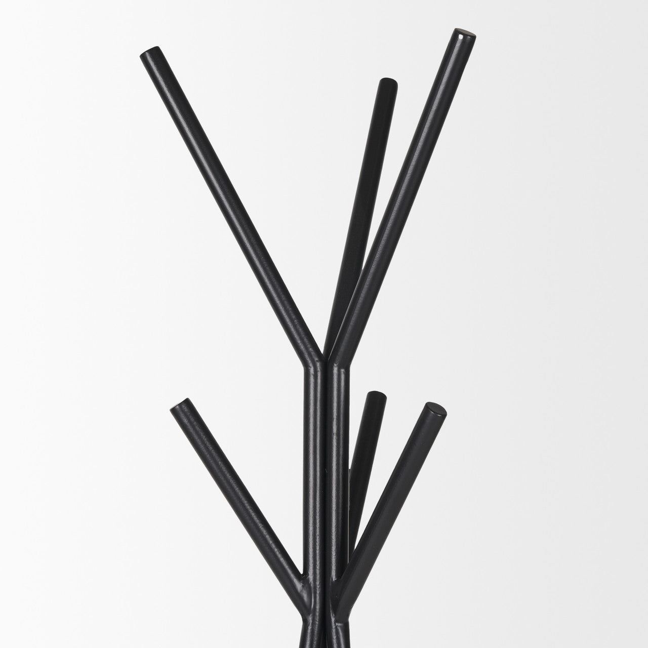 Everett Matte Black Metal w/ Two Metal Shelves Coat Rack