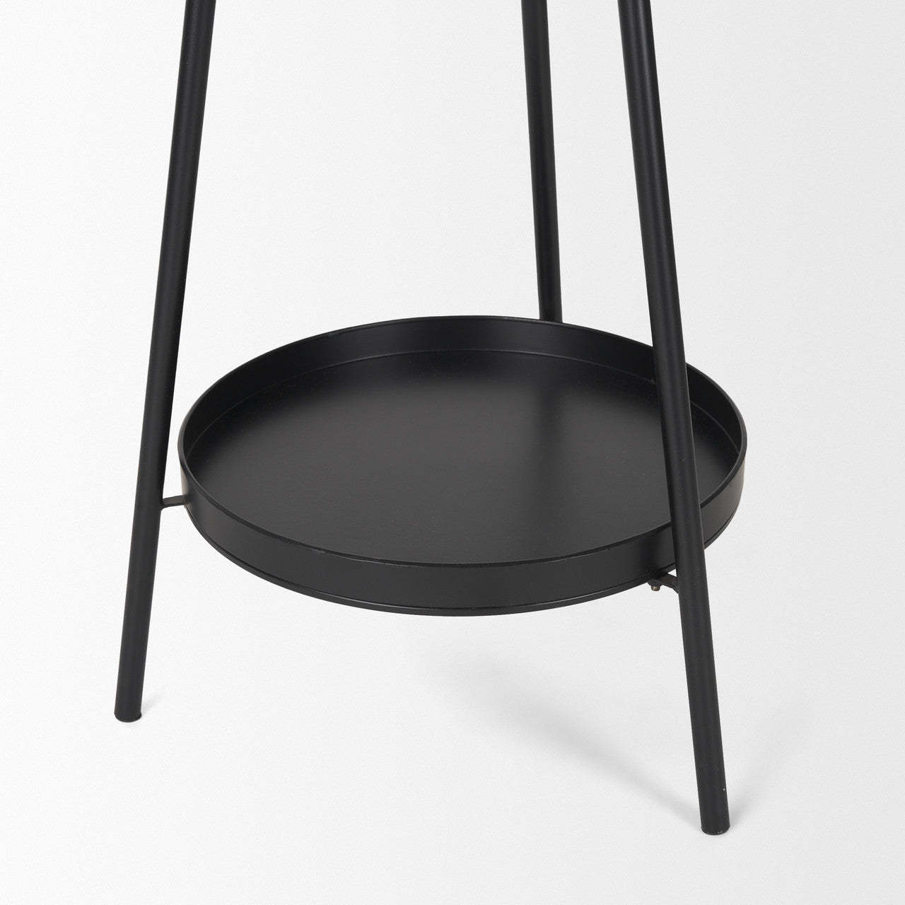 Everett Matte Black Metal w/ Two Metal Shelves Coat Rack