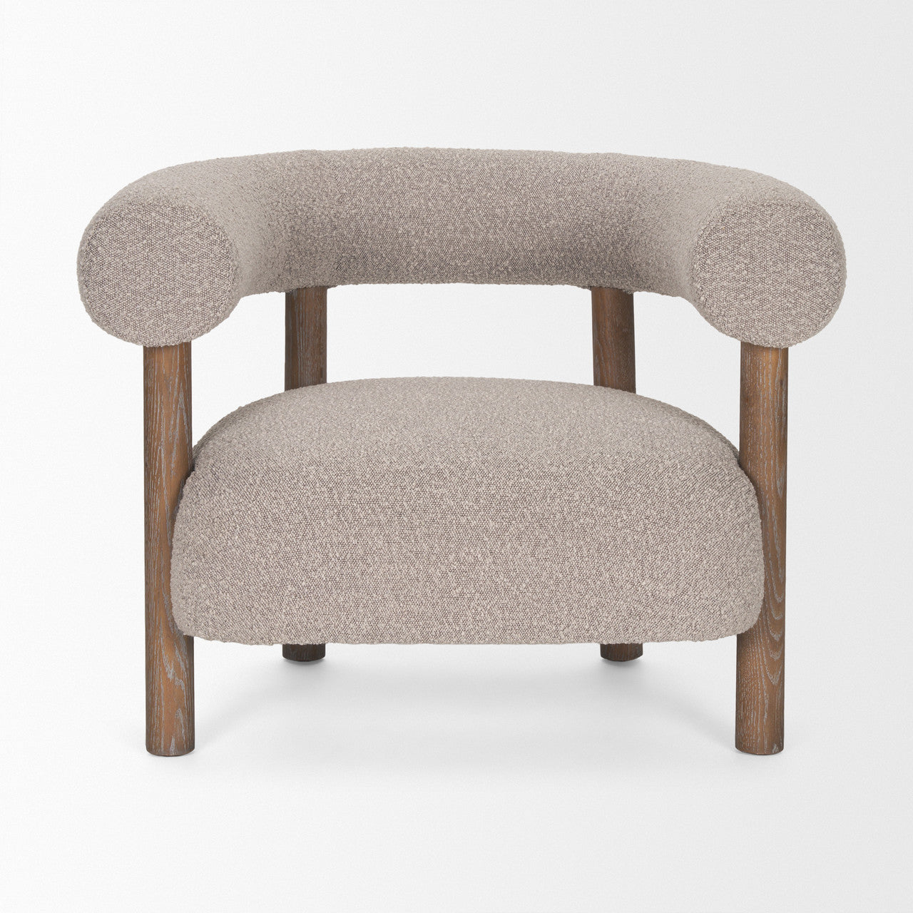 Gianna Open Back Medium Brown Wood w/ Taupe Boucle Fabric Accent Chair
