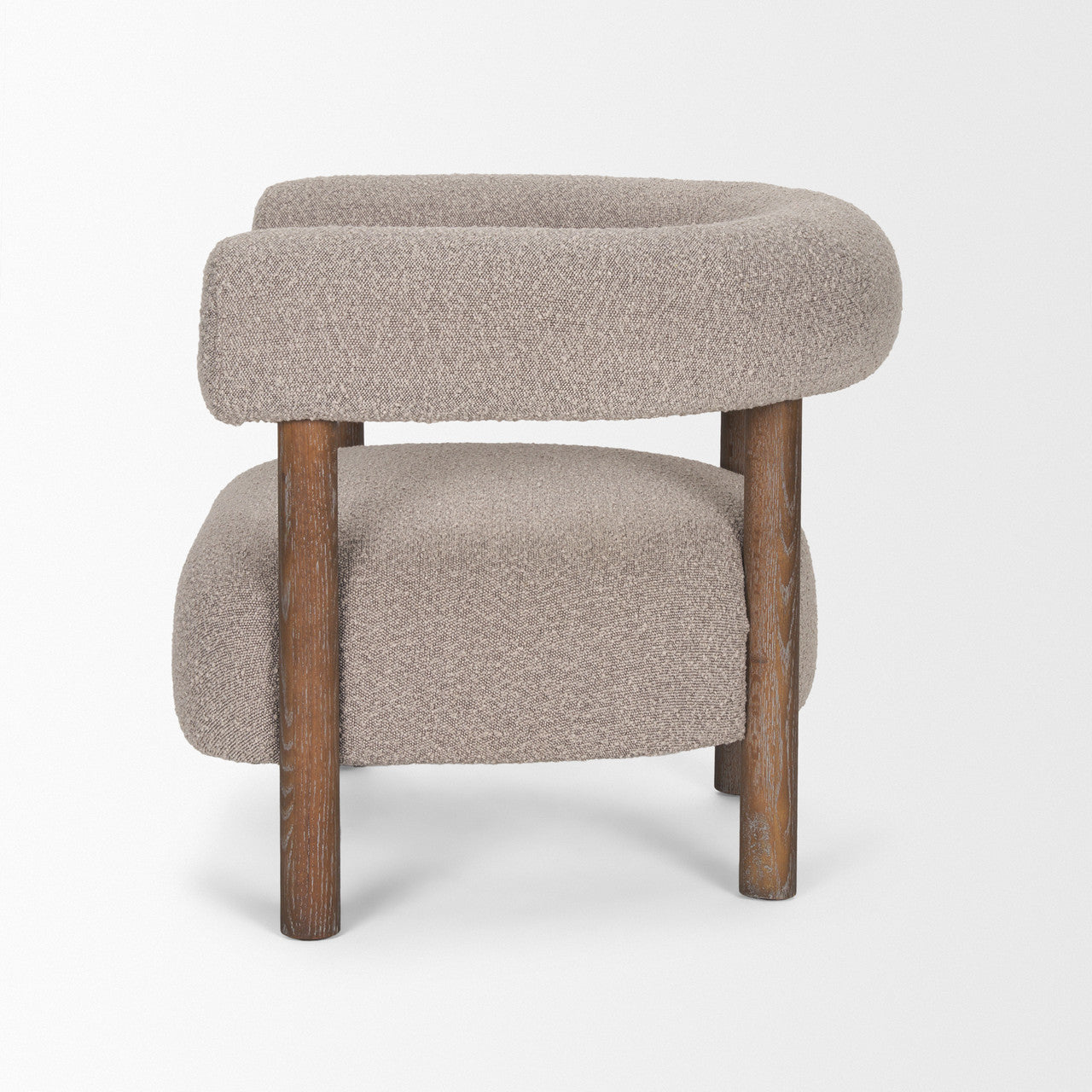Gianna Open Back Medium Brown Wood w/ Taupe Boucle Fabric Accent Chair