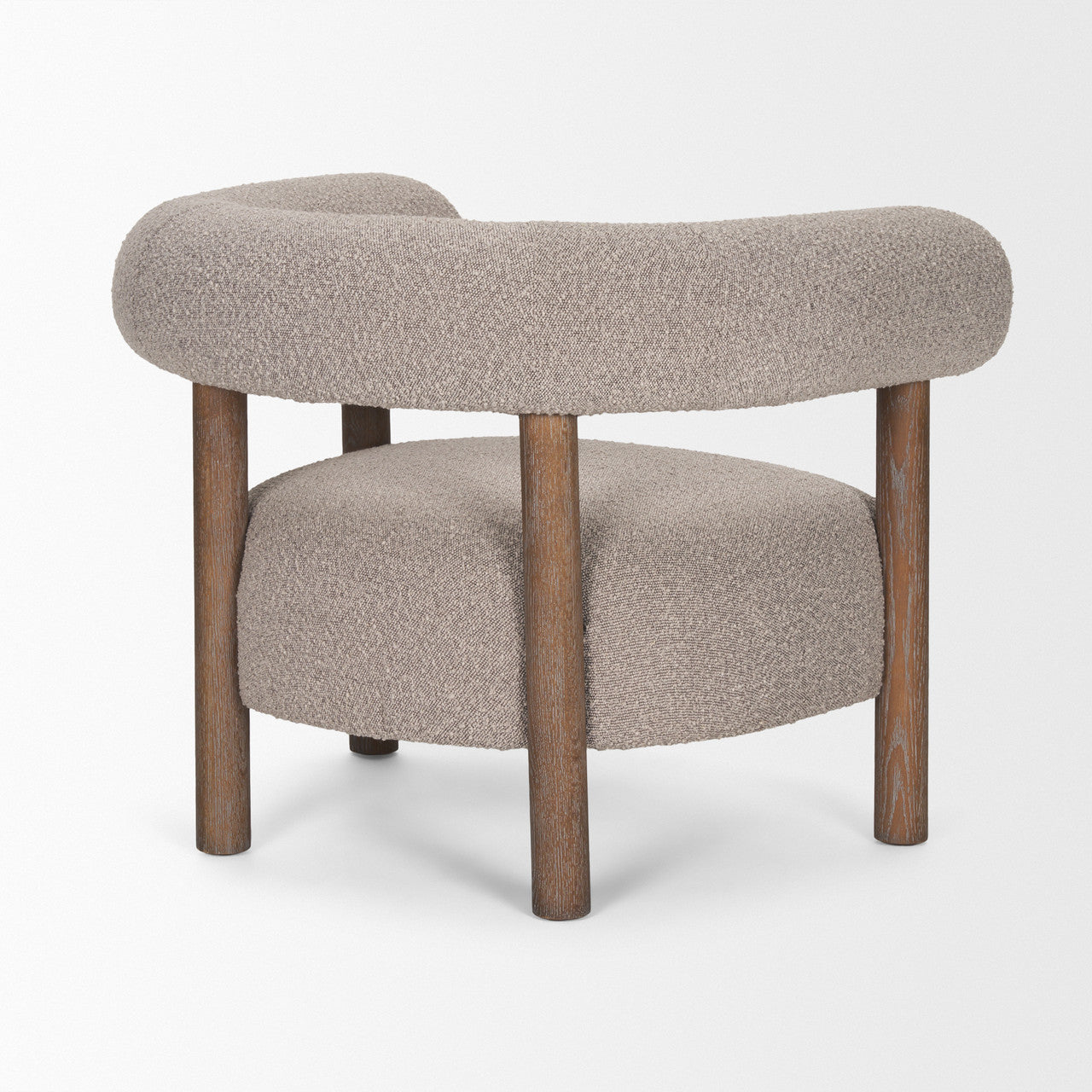 Gianna Open Back Medium Brown Wood w/ Taupe Boucle Fabric Accent Chair