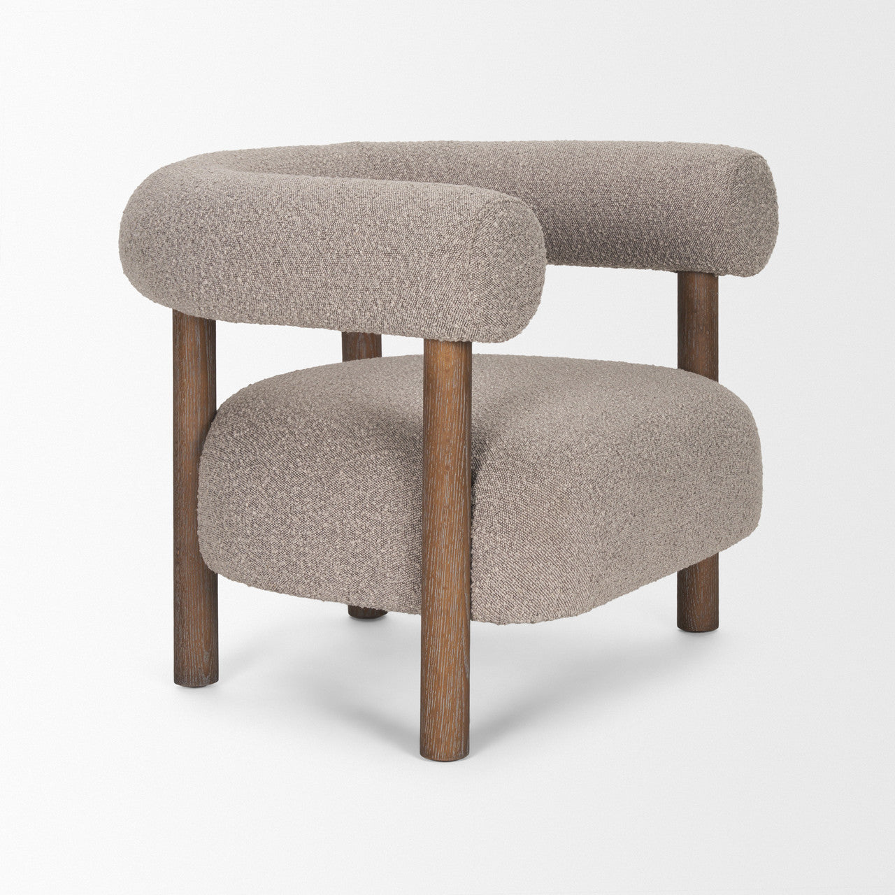 Gianna Open Back Medium Brown Wood w/ Taupe Boucle Fabric Accent Chair