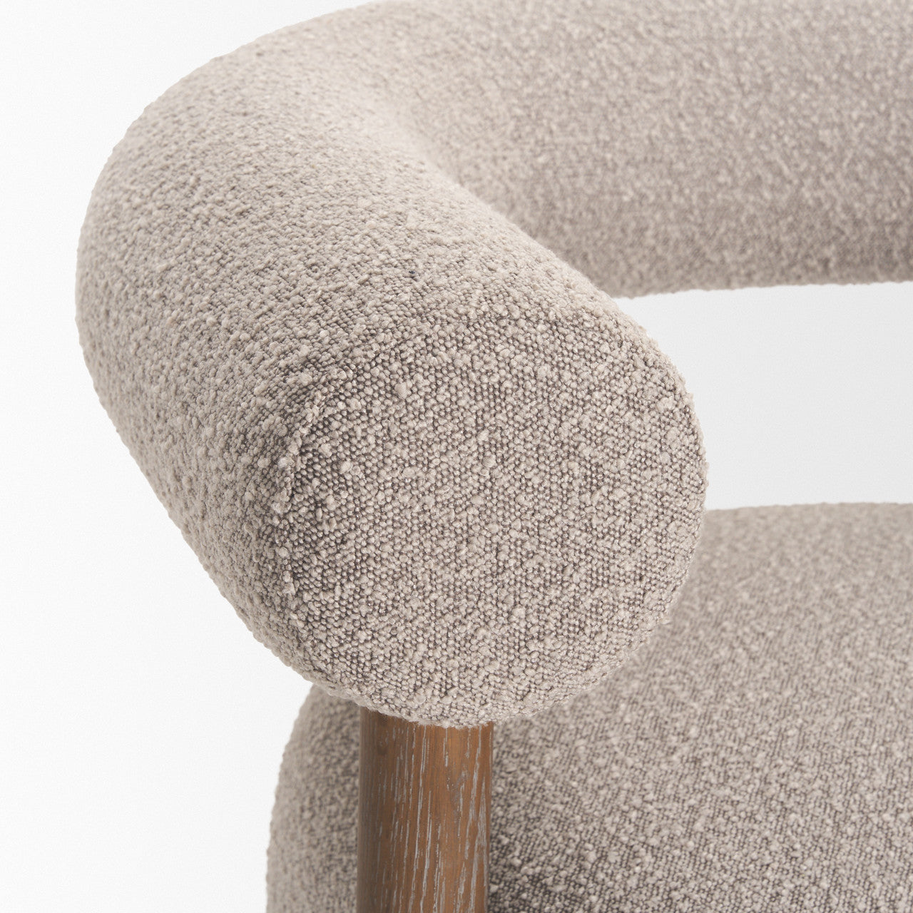 Gianna Open Back Medium Brown Wood w/ Taupe Boucle Fabric Accent Chair