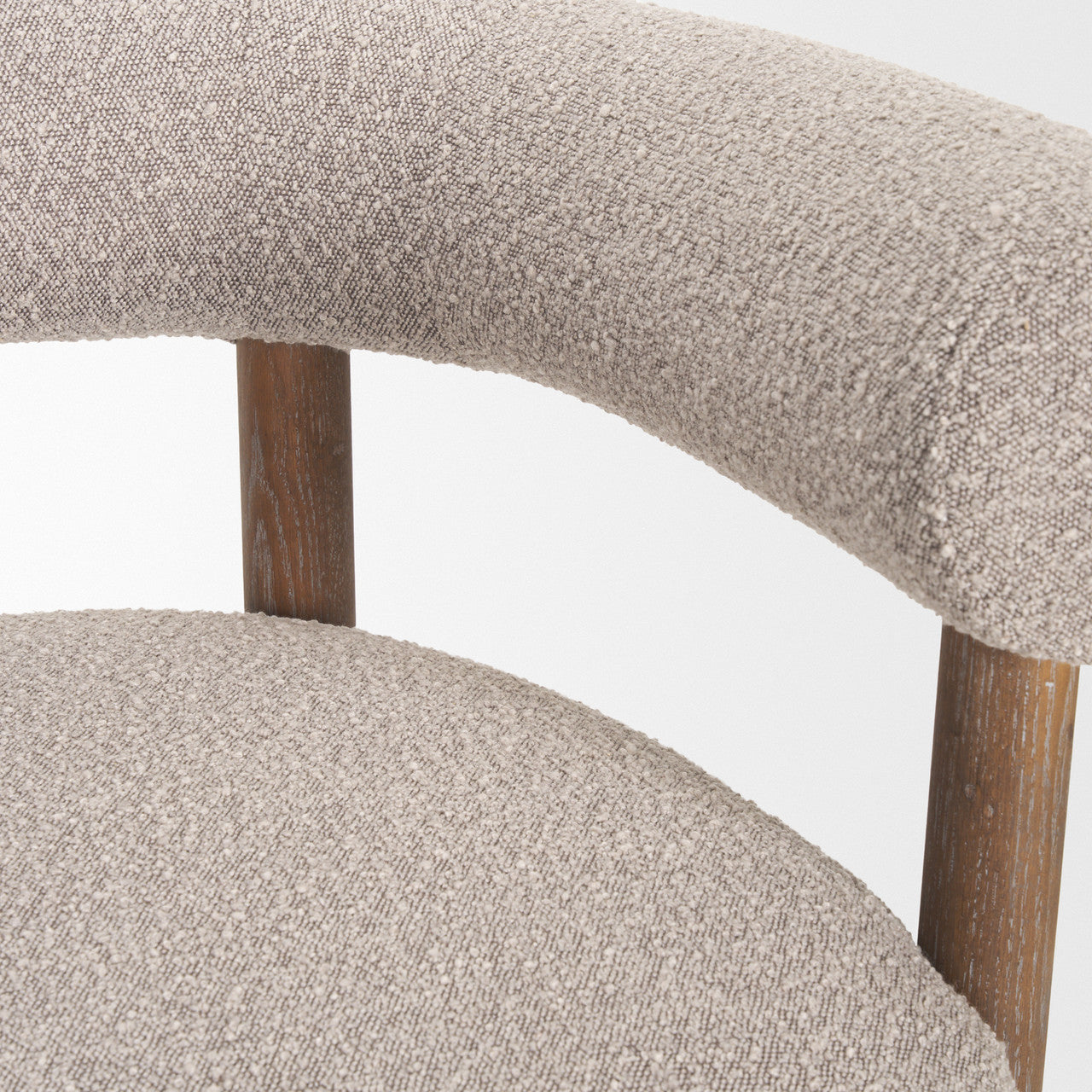 Gianna Open Back Medium Brown Wood w/ Taupe Boucle Fabric Accent Chair