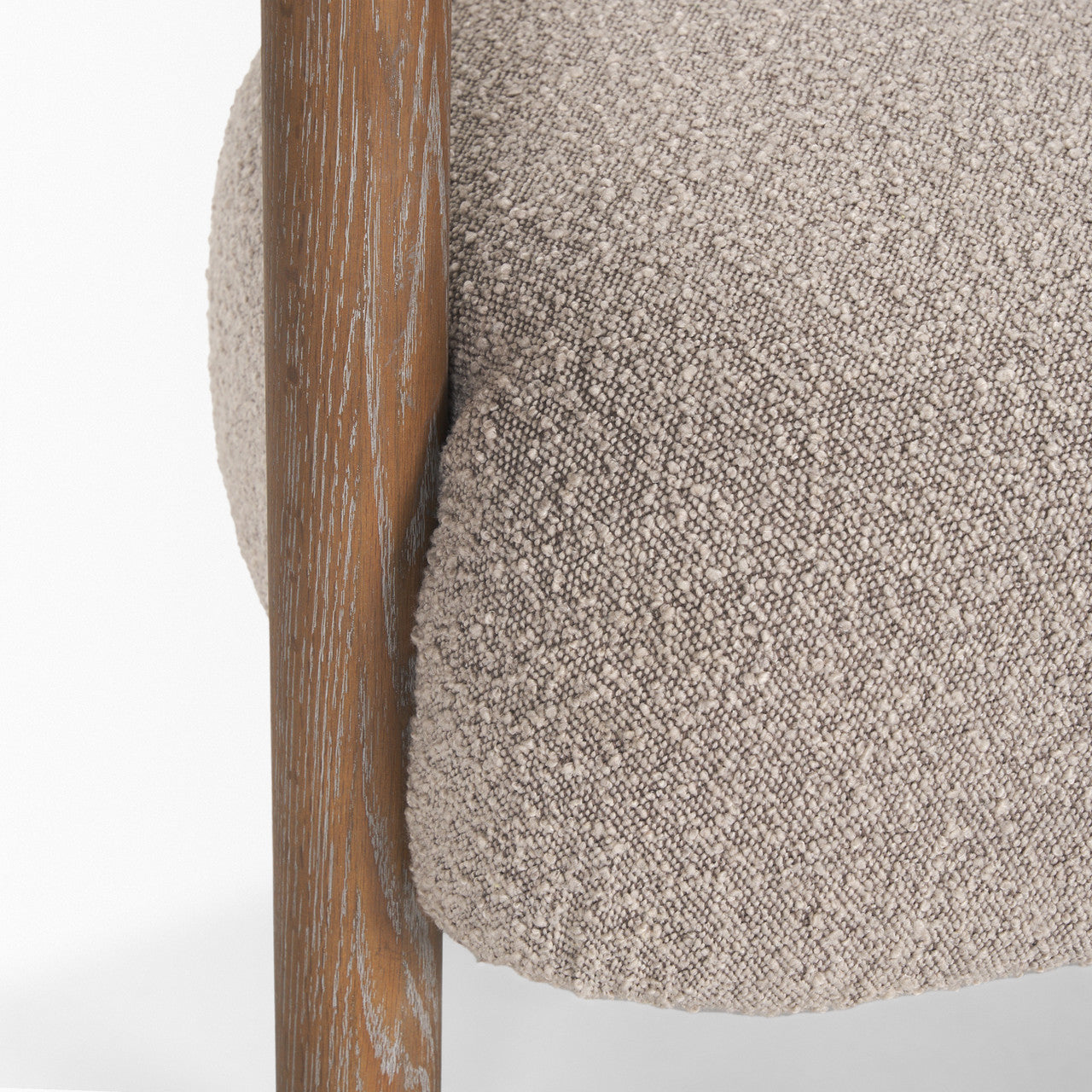 Gianna Open Back Medium Brown Wood w/ Taupe Boucle Fabric Accent Chair