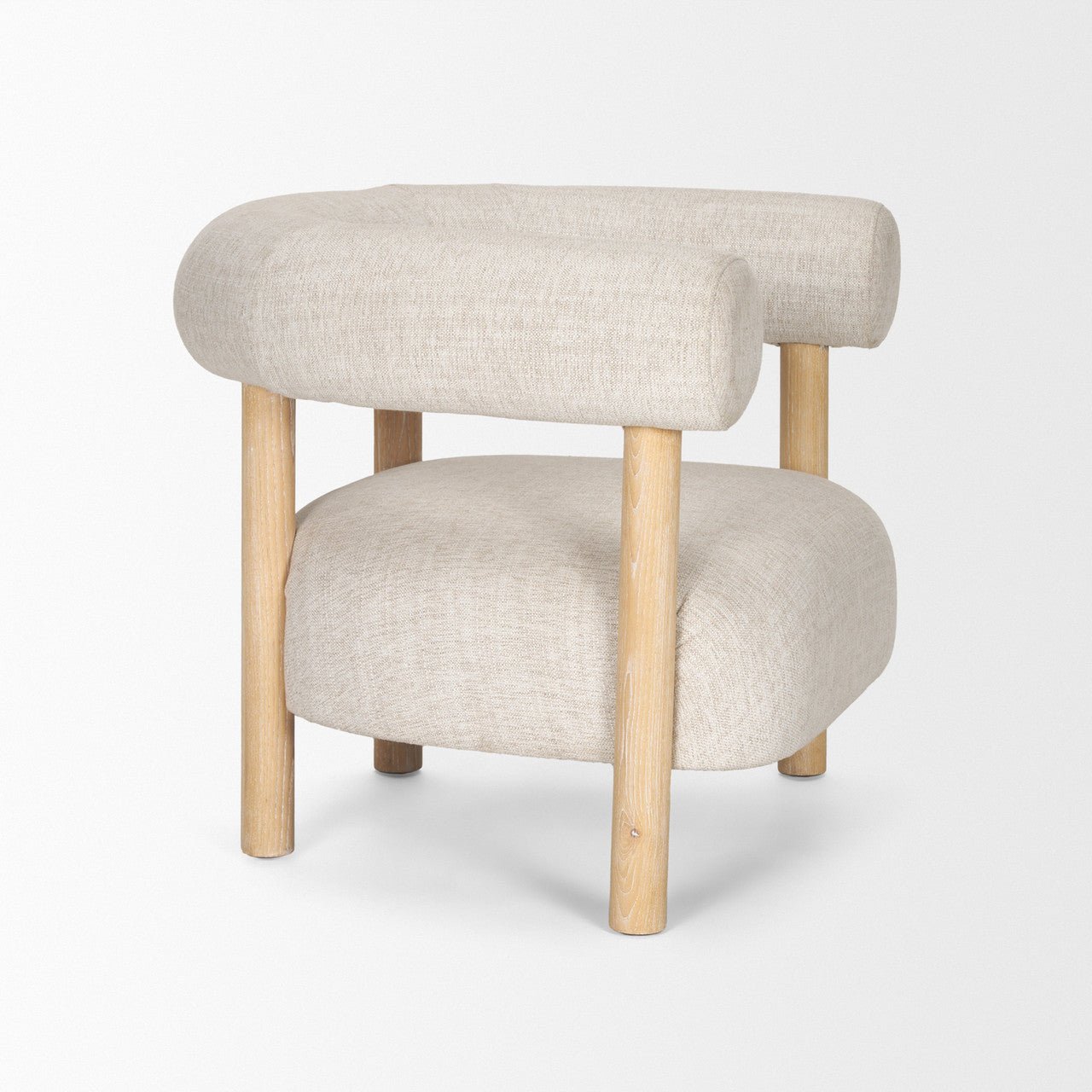 Gianna Open Back Light Brown Wood w/ Oatmeal Fabric Accent Chair