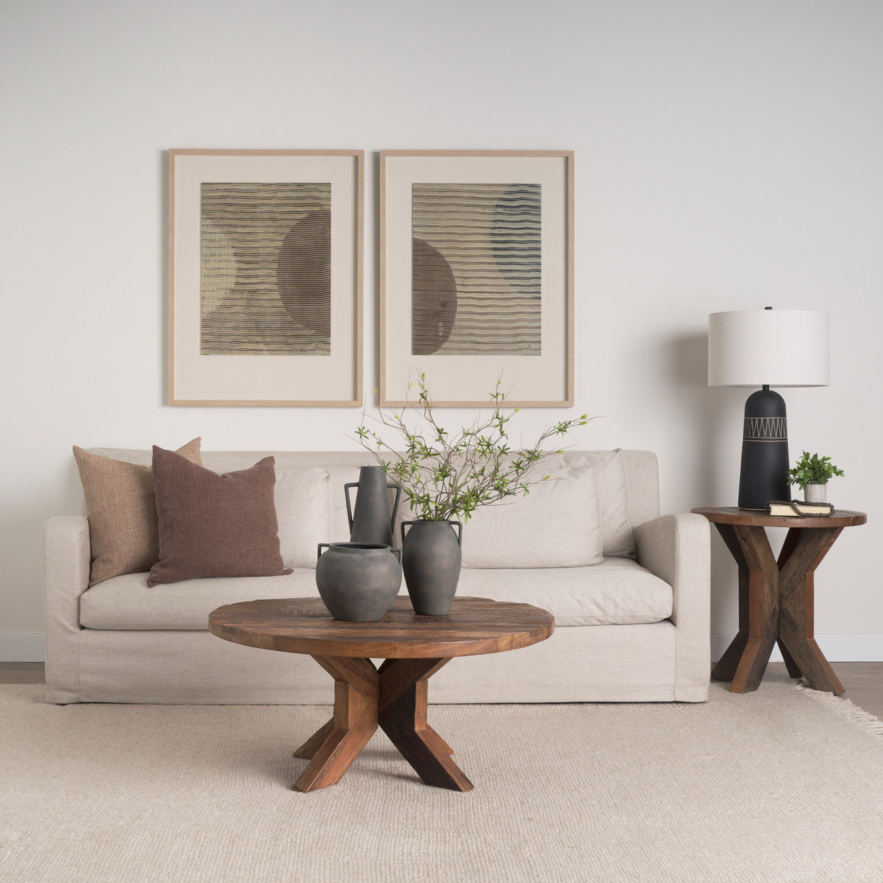 Kilian Short Brown-Gray Double Ear Vase