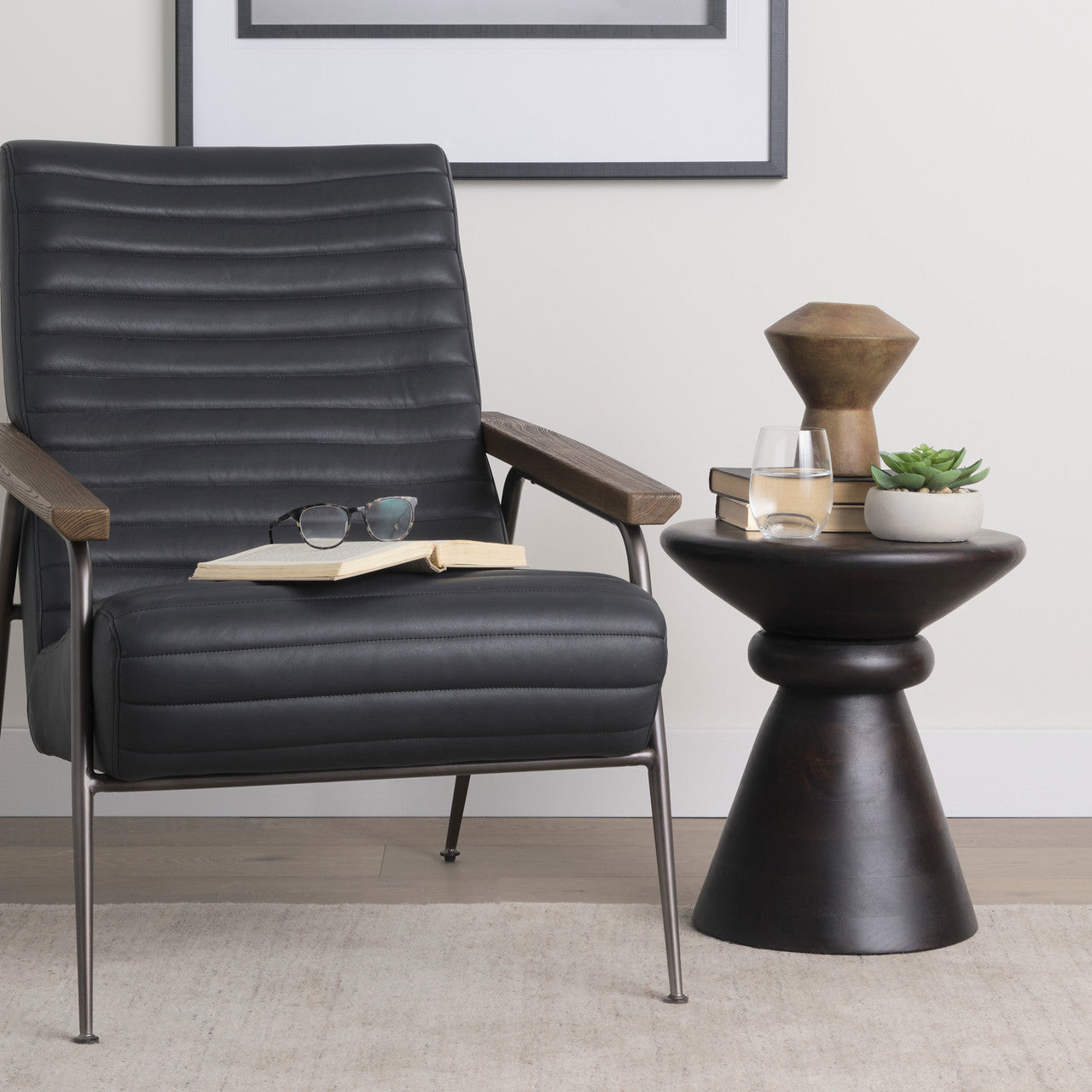 Palmera Dark Brown Wood Pedestal Accent Table