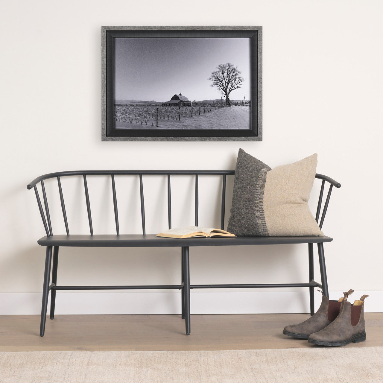 Isolde 20L x 20W Beige and Black Fabric Color Blocked Decorative Pillow Cover