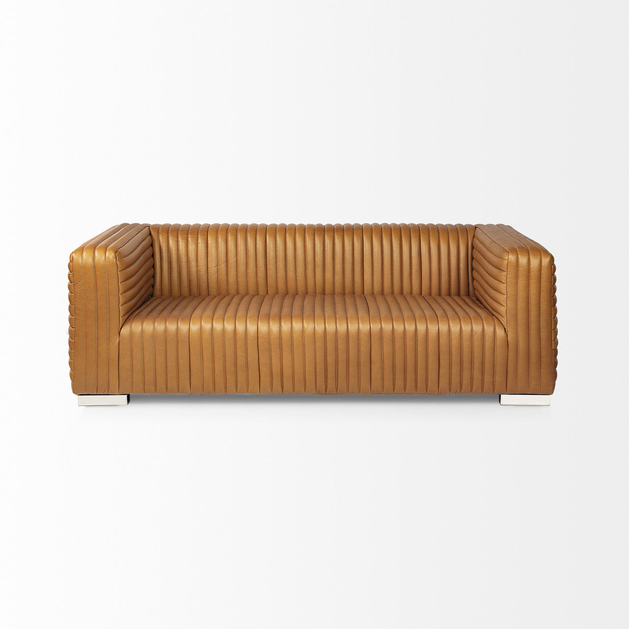 Ricciardo Cognac Leather Three Seater Sofa 82.5L x 38.5W x 26.5H
