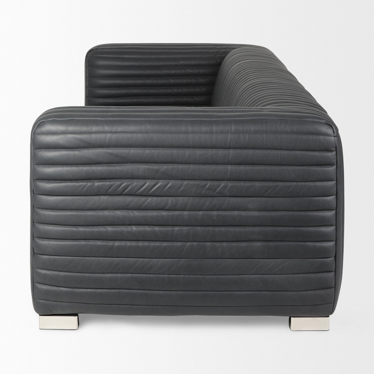 Ricciardo Black Leather Wrapped Three Seater Sofa 82.5L x 38.5W x 26.5H