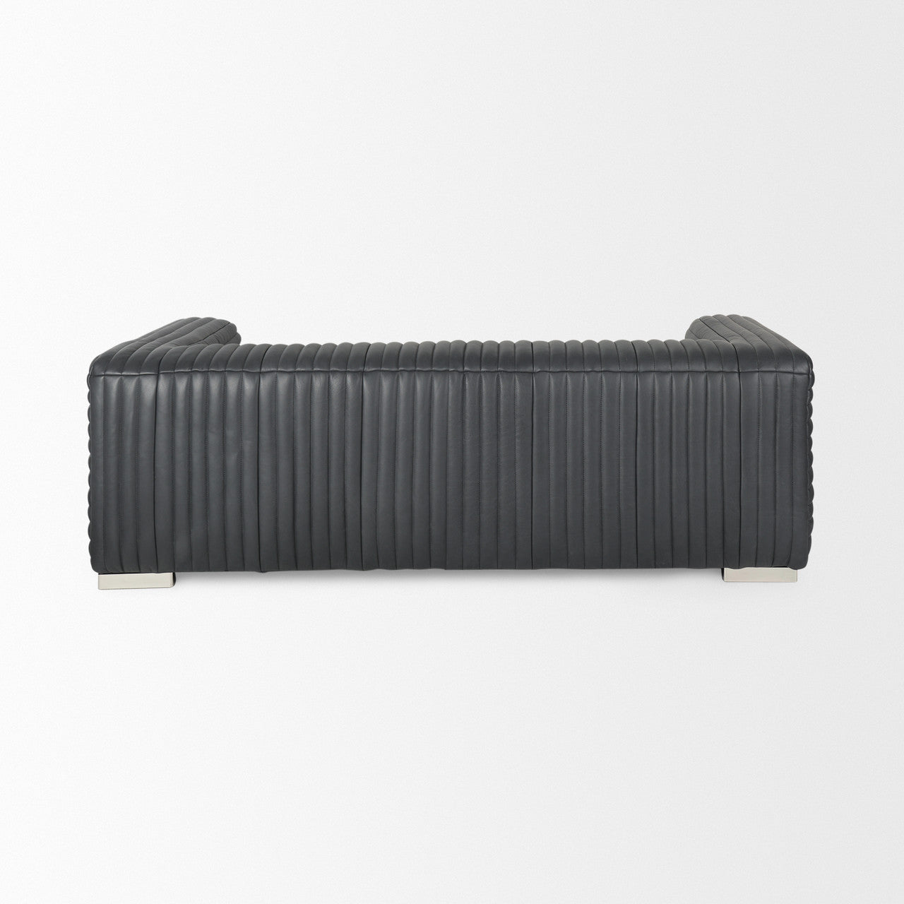 Ricciardo Black Leather Wrapped Three Seater Sofa 82.5L x 38.5W x 26.5H
