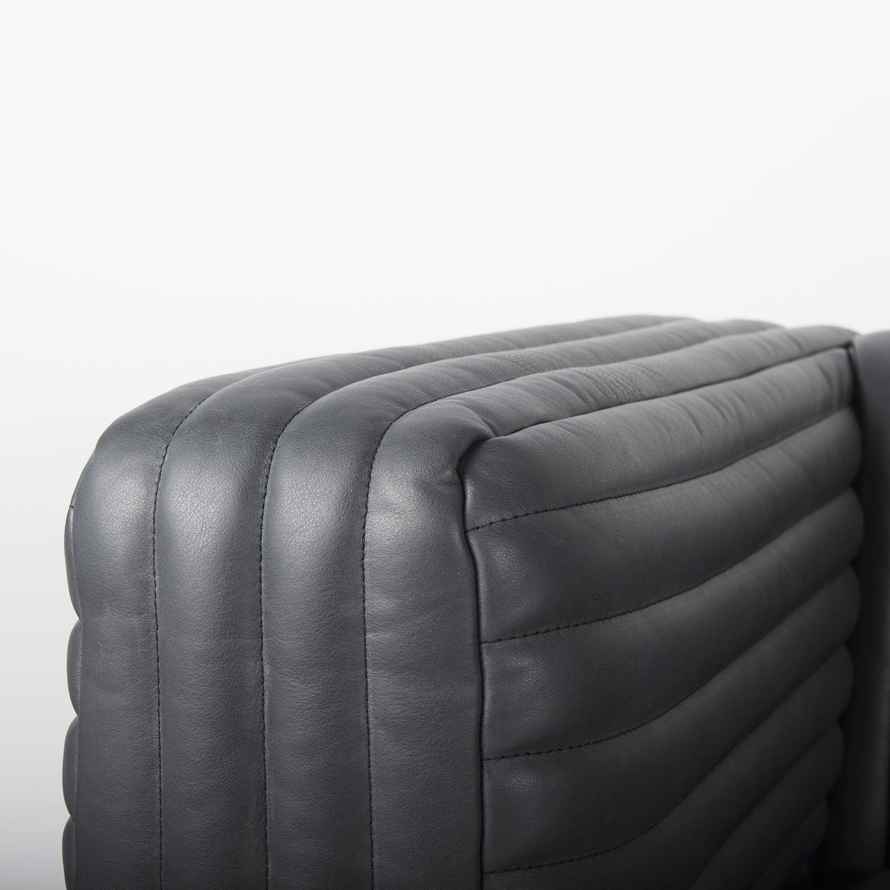 Ricciardo Black Leather Wrapped Three Seater Sofa 82.5L x 38.5W x 26.5H
