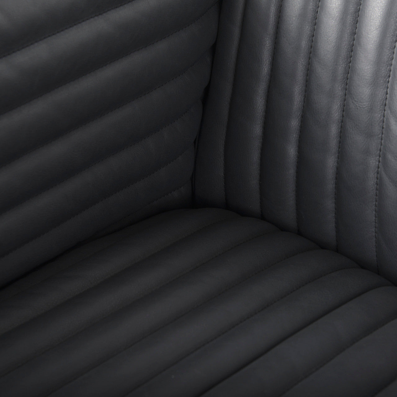 Ricciardo Black Leather Wrapped Three Seater Sofa 82.5L x 38.5W x 26.5H
