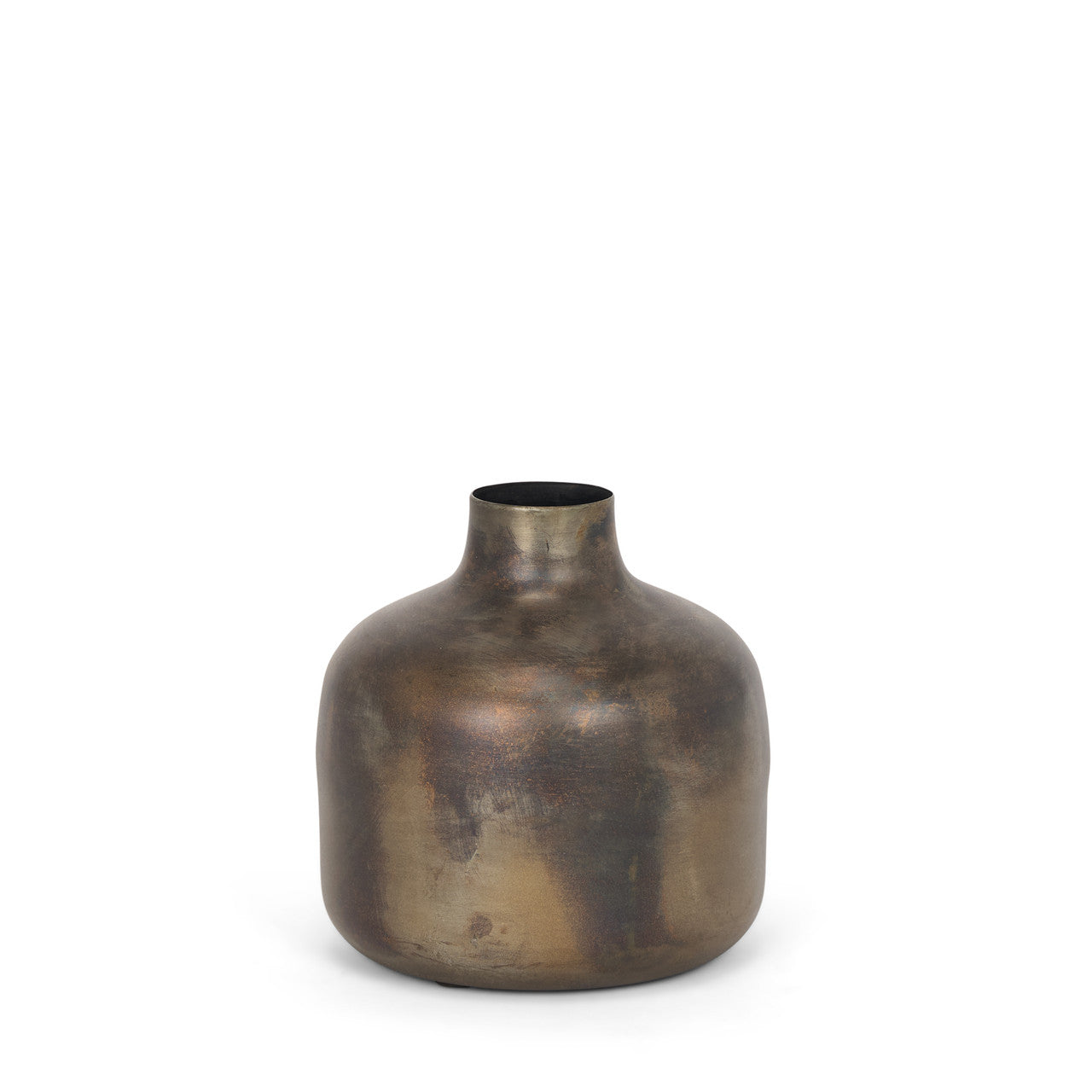Daya Short Antiqued Gold Metal Vase