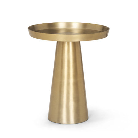 Roland Satin Brass Cast Aluminum Metal Accent Table